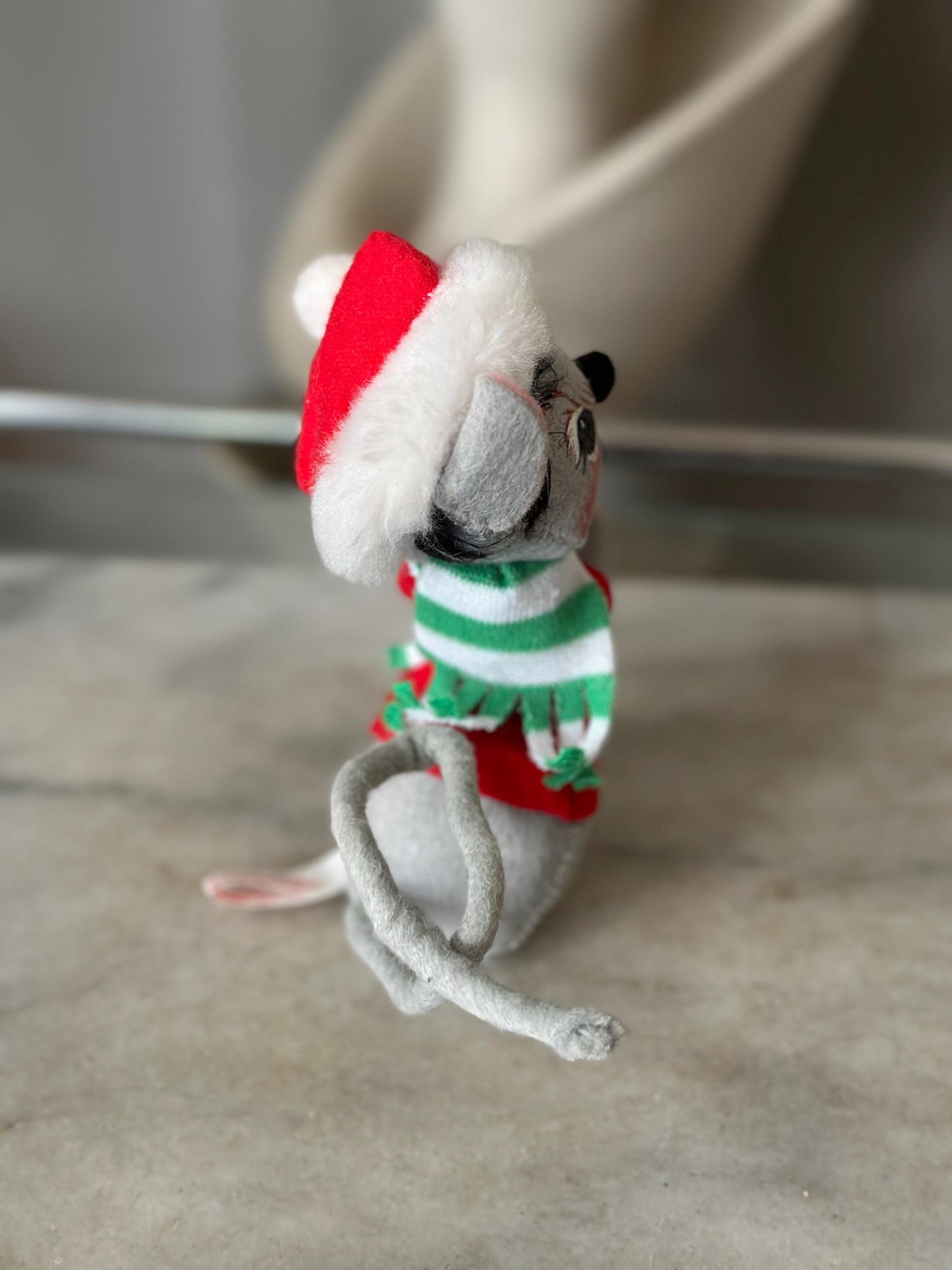 Vintage Annalee Christmas Mouse, with Snowball, 1988 Santa Claus Ornament, Kitschmas