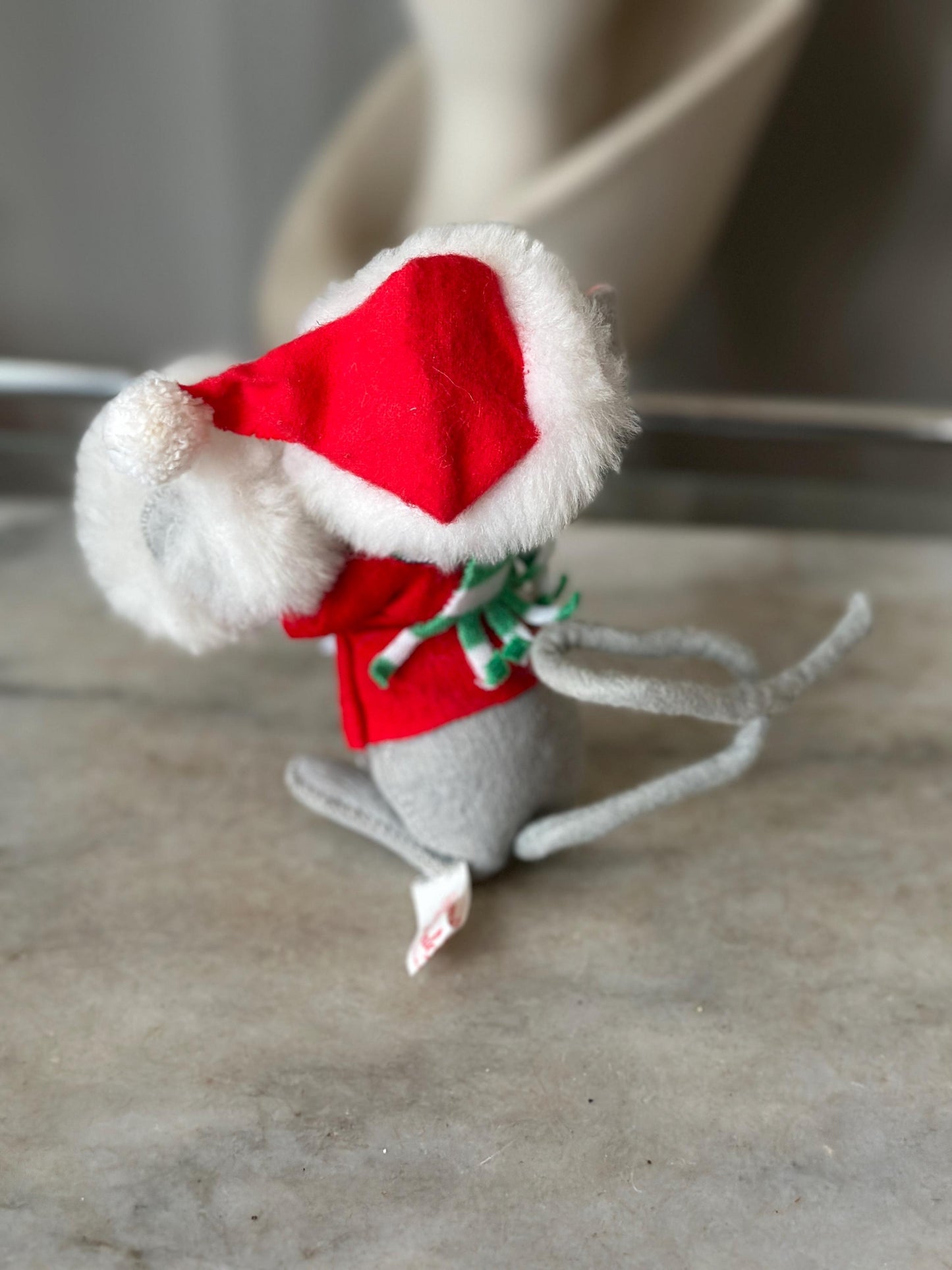 Vintage Annalee Christmas Mouse, with Snowball, 1988 Santa Claus Ornament, Kitschmas