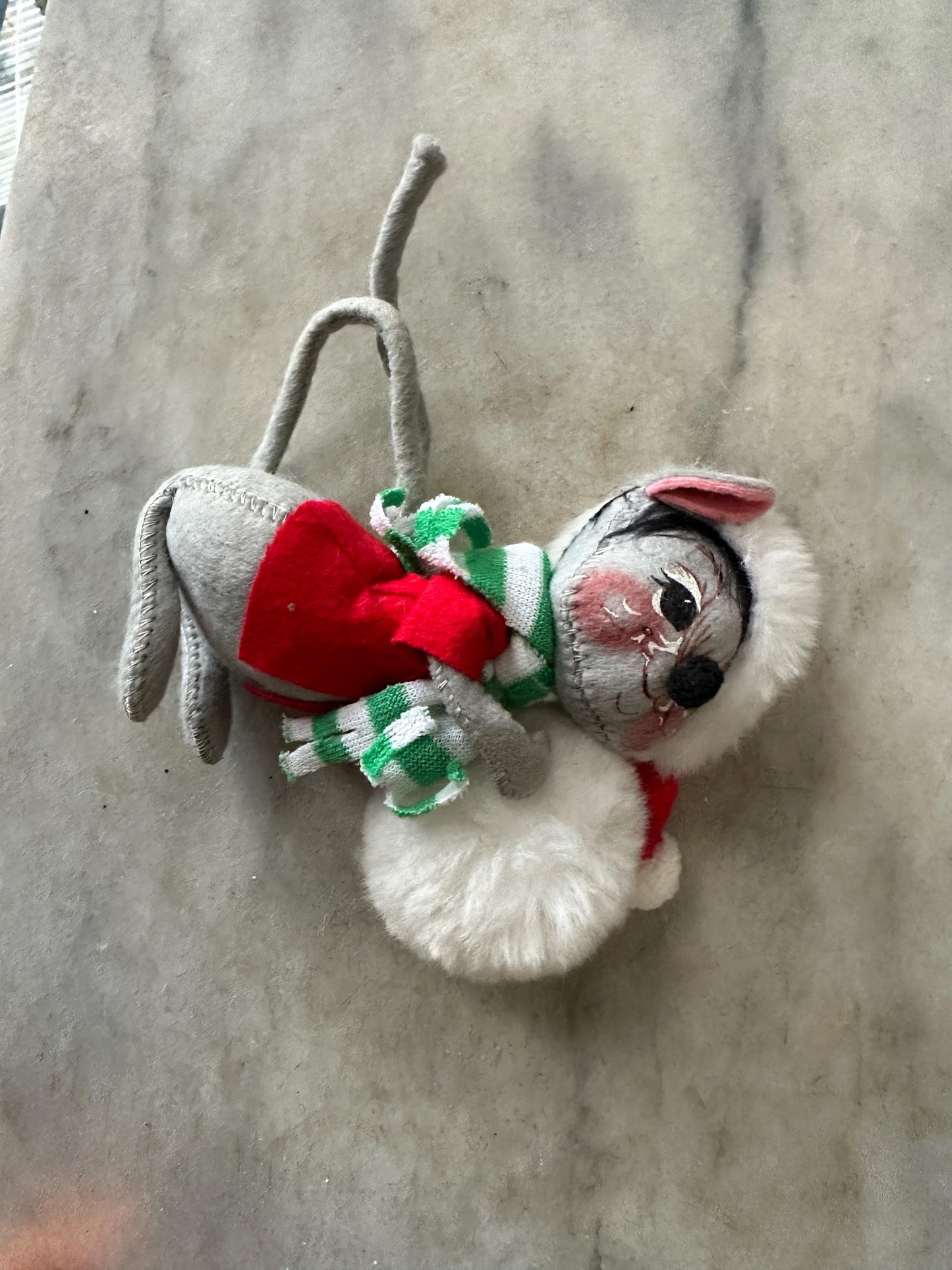 Vintage Annalee Christmas Mouse, with Snowball, 1988 Santa Claus Ornament, Kitschmas
