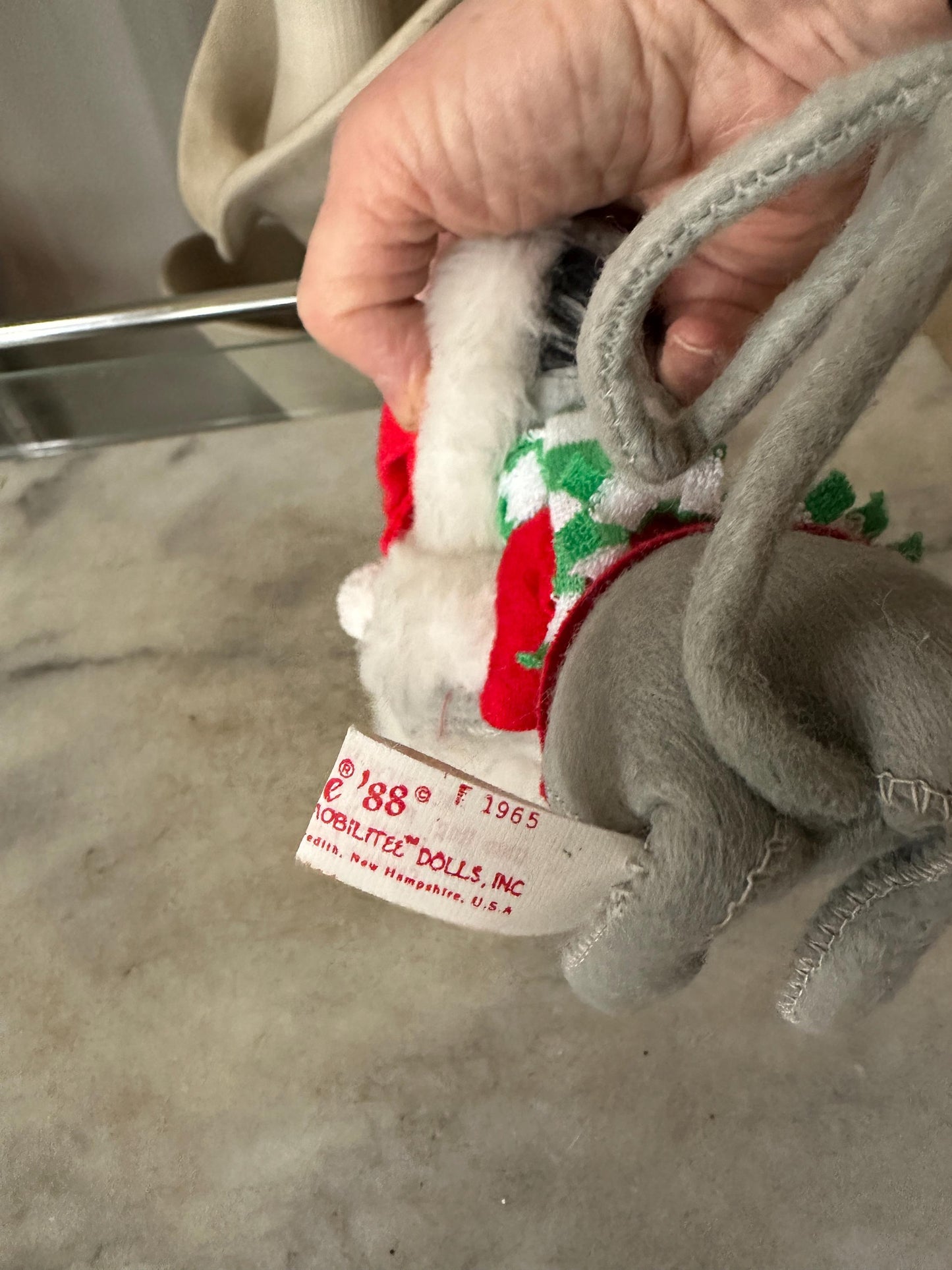 Vintage Annalee Christmas Mouse, with Snowball, 1988 Santa Claus Ornament, Kitschmas