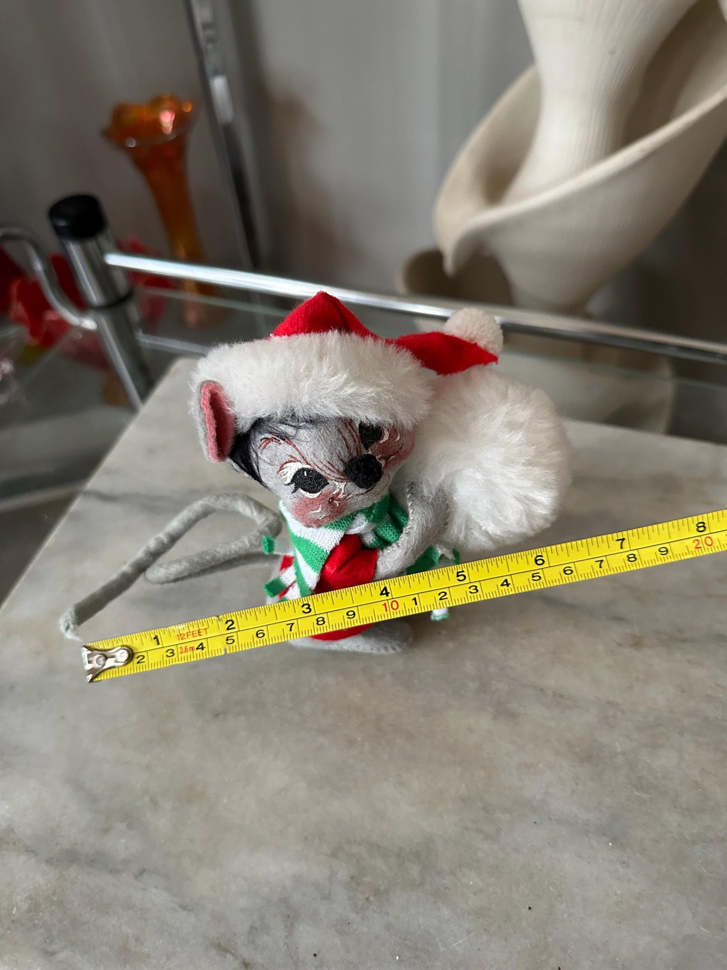 Vintage Annalee Christmas Mouse, with Snowball, 1988 Santa Claus Ornament, Kitschmas