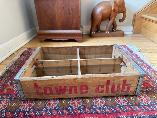 Vintage TOWNE CLUB Soda Crate | Retro Advertising Soda Crate | Towne Club Vintage Soda Crate