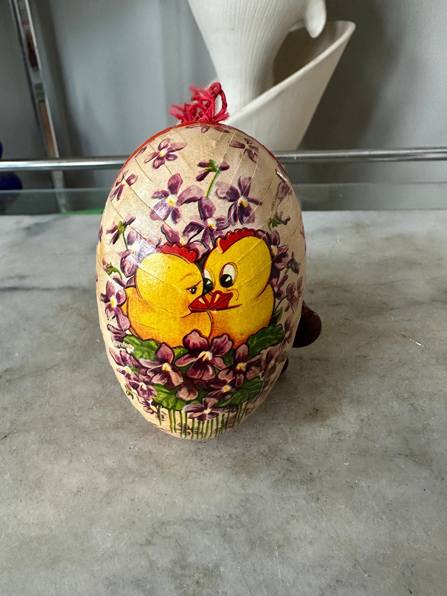 Vintage Made in West Germany Paper Mache Easter Egg Container - A Charming Addition to Your Spring Display- Stand not Included