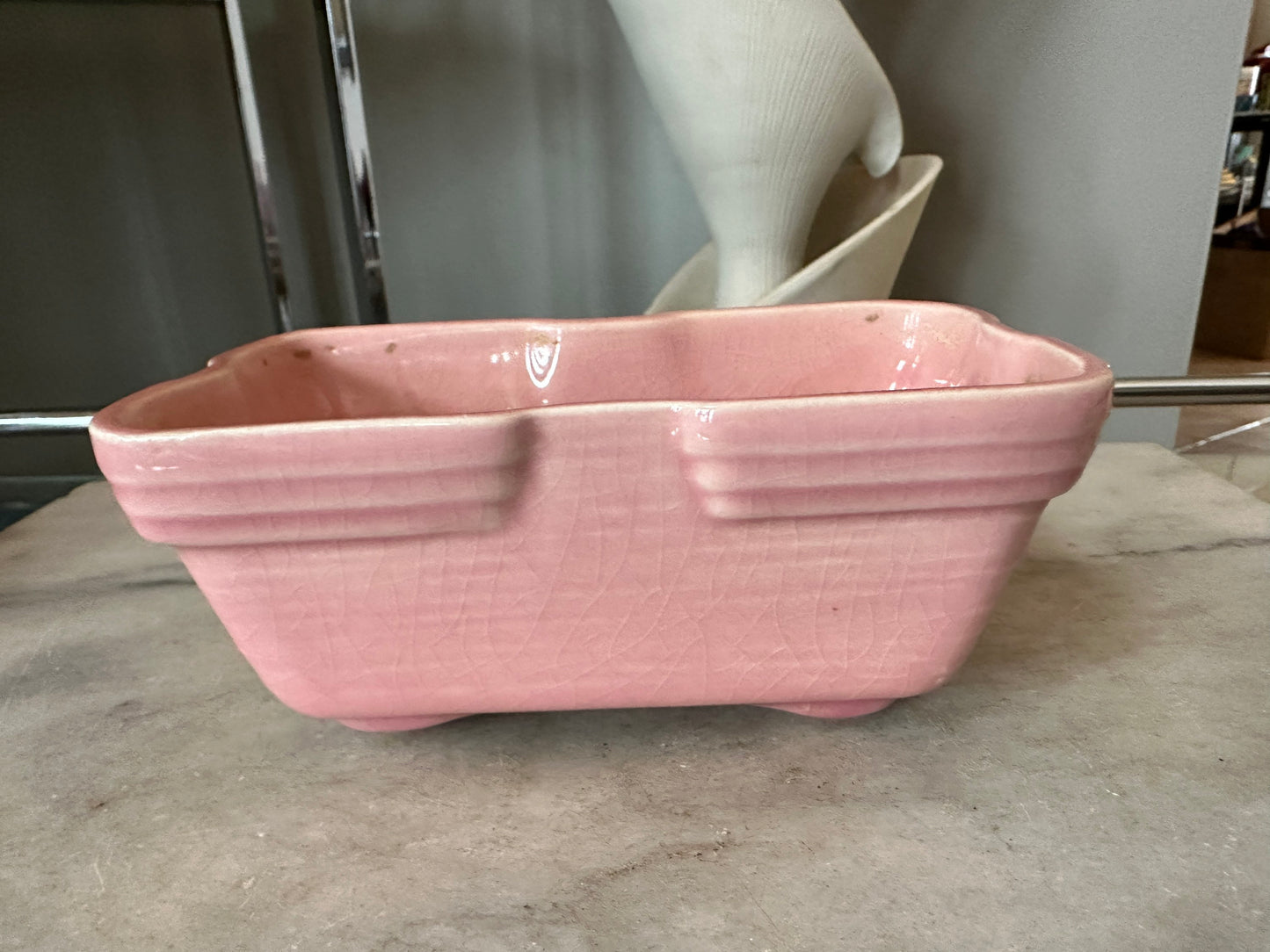 Set of a two USA Pottery Succulent Olanters | USA Art Pottery | Pink Plater | Ombré Floral Planter