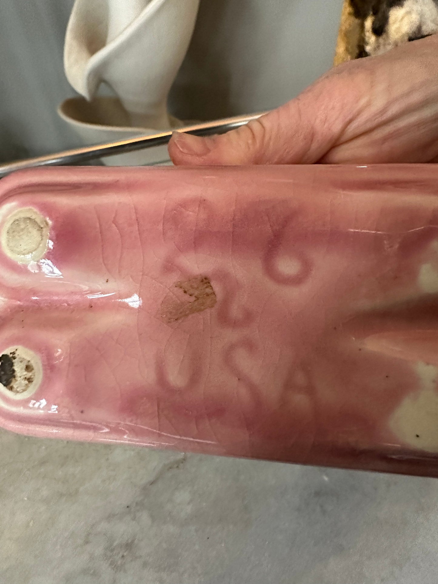 Set of a two USA Pottery Succulent Olanters | USA Art Pottery | Pink Plater | Ombré Floral Planter