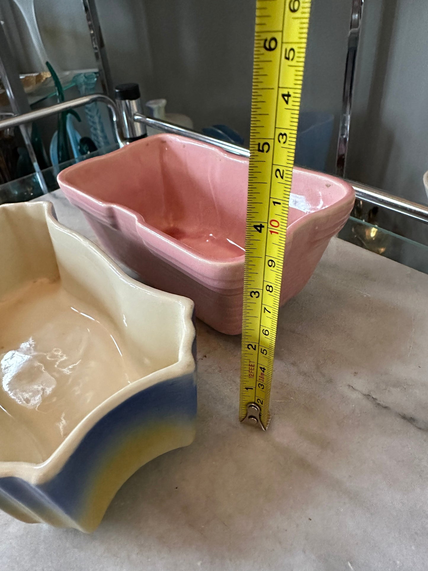 Set of a two USA Pottery Succulent Olanters | USA Art Pottery | Pink Plater | Ombré Floral Planter