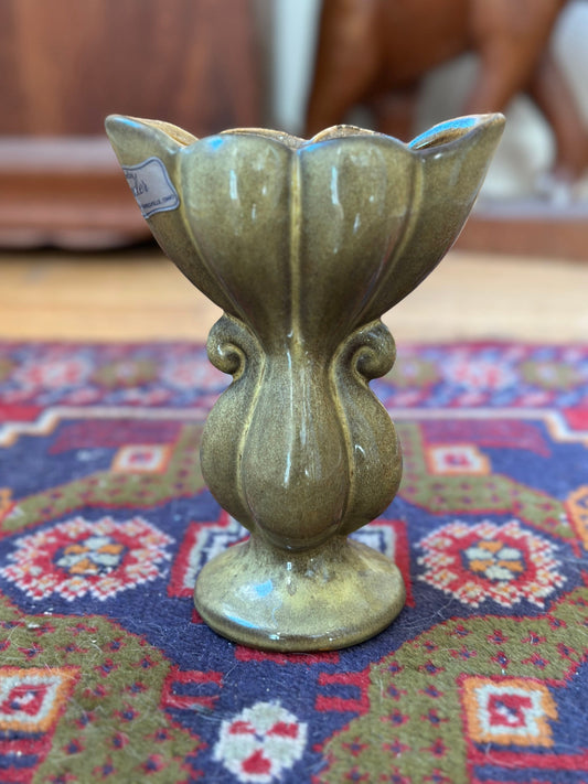 Vintage Gonder E-6 Pinched Center Vase | USA Pottery | Mid Century Gonder Vase