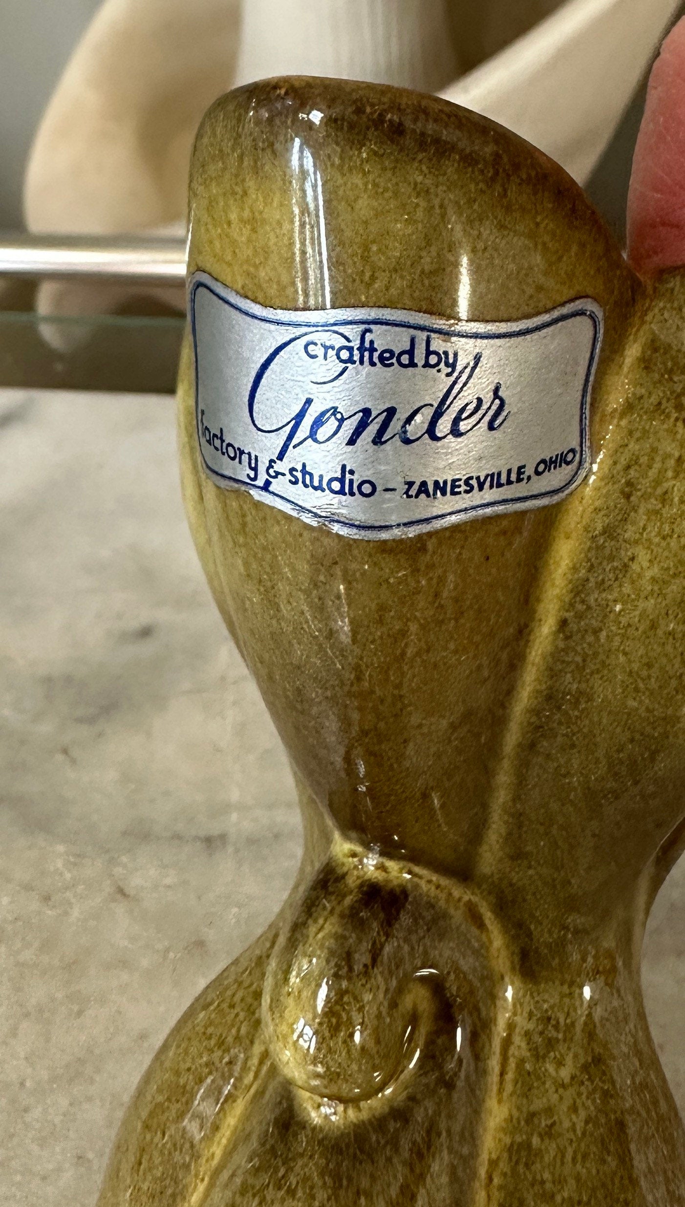 Vintage Gonder E-6 Pinched Center Vase | USA Pottery | Mid Century Gonder Vase