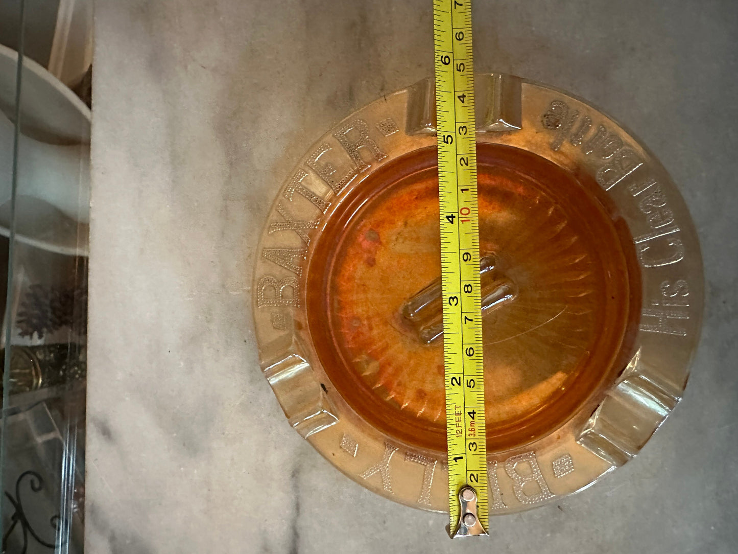 Vintage Marigold Carnival Glass AshTray—Billy Baxter The Clear Boytle advertising | Marigold Carnival Glass |