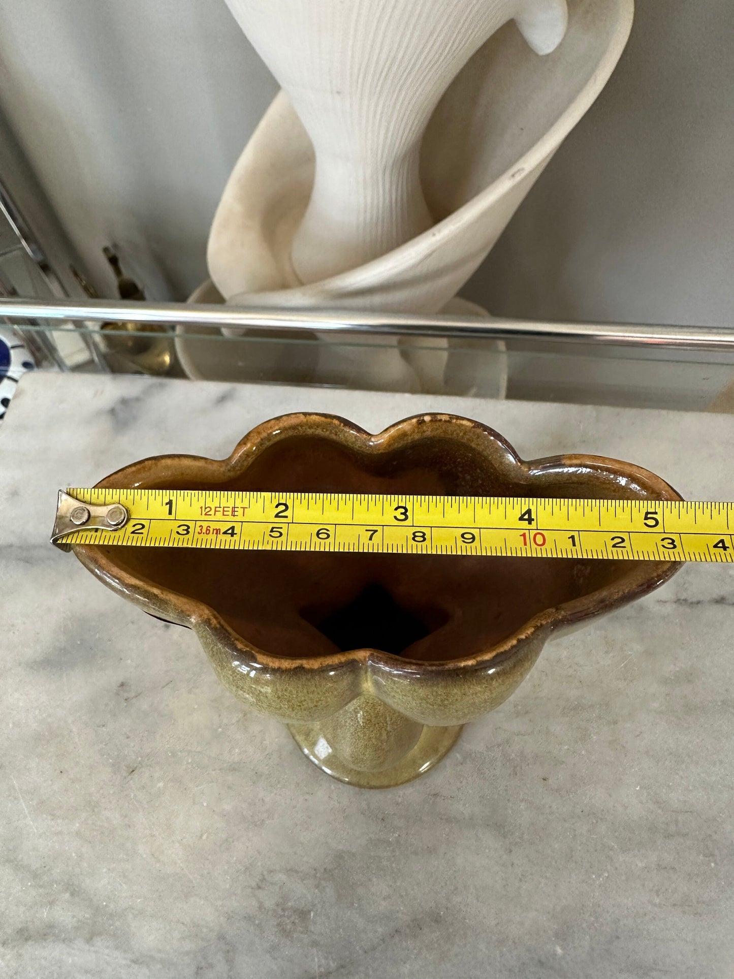 Vintage Gonder E-6 Pinched Center Vase | USA Pottery | Mid Century Gonder Vase