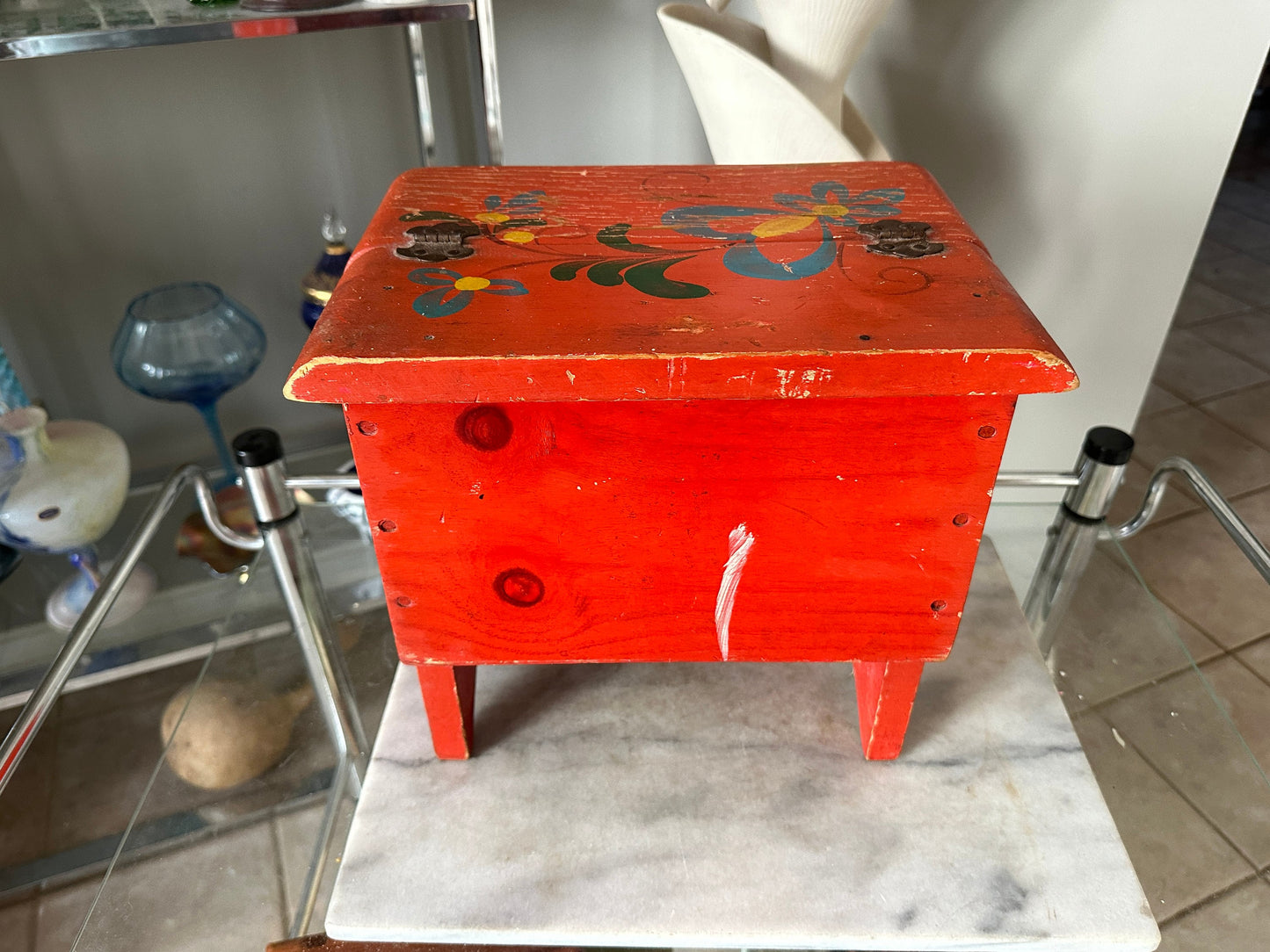 Vintage Shoe Shine Box, Shoe Shine Stool With Storage,