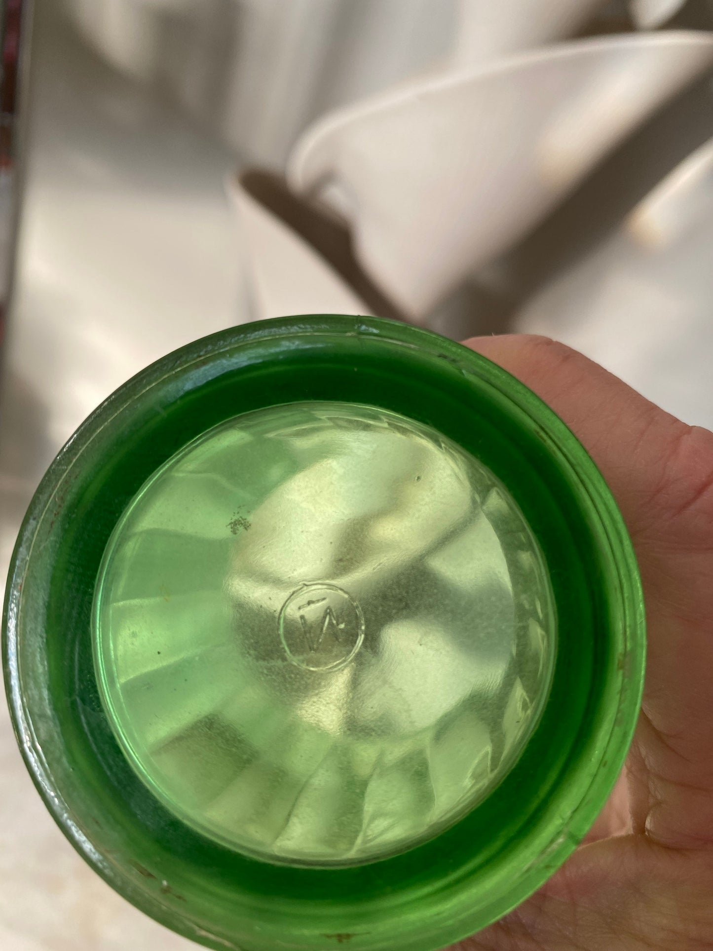 Antique Victorian Green Panel Glass Tumblers, Enameled Flowers, Made in USA, 1800’s, Northwood