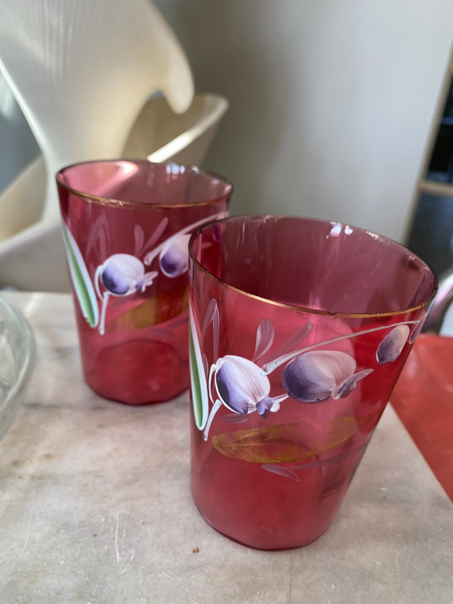 Swanky Swigs | Vintage LE Smith Glass Tray with 2 Antique Glasses