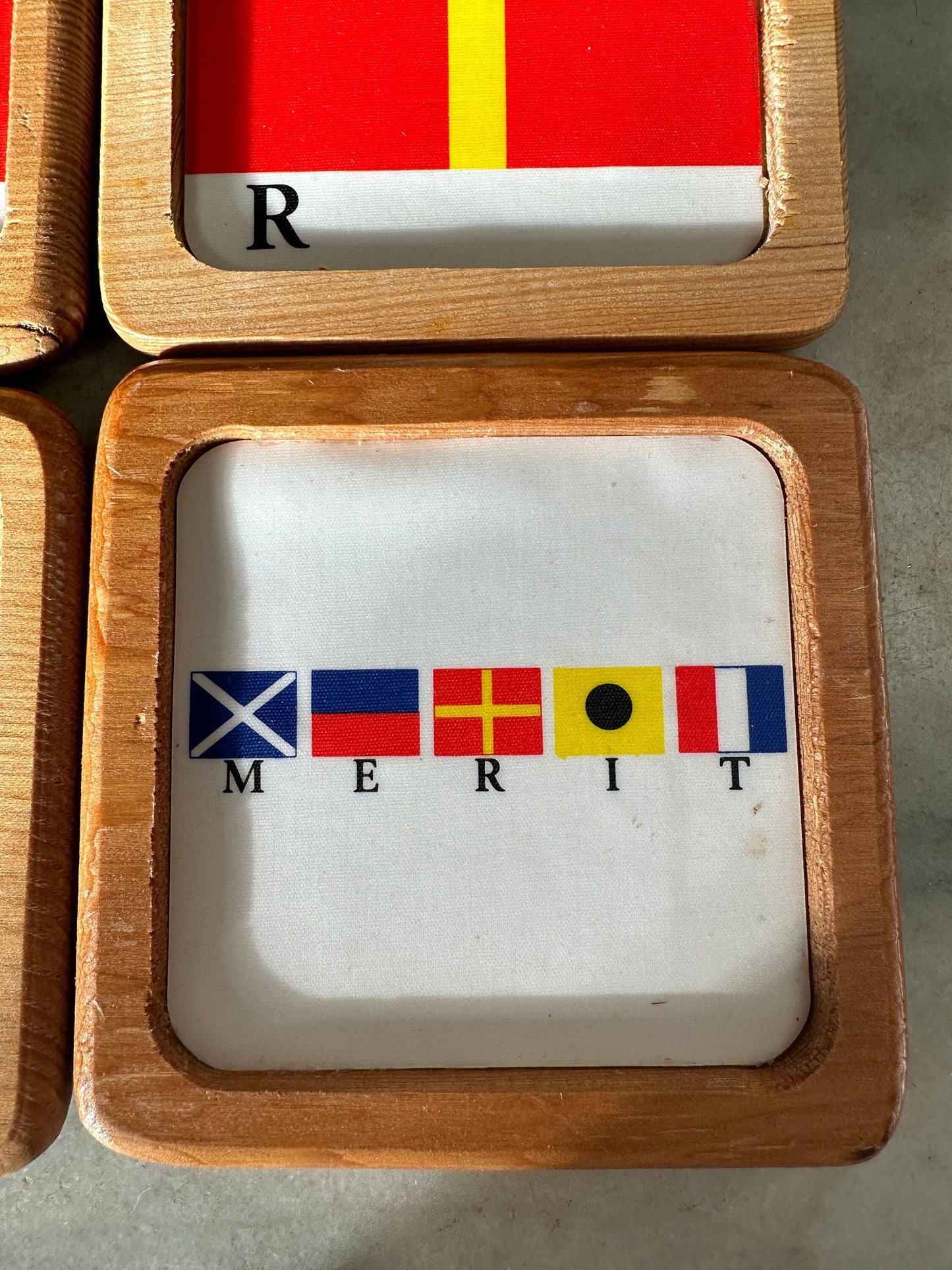 Vintage MERIT Nautical Wooden Drink Coasters, Set of 6 | MERIT Sea Coasters