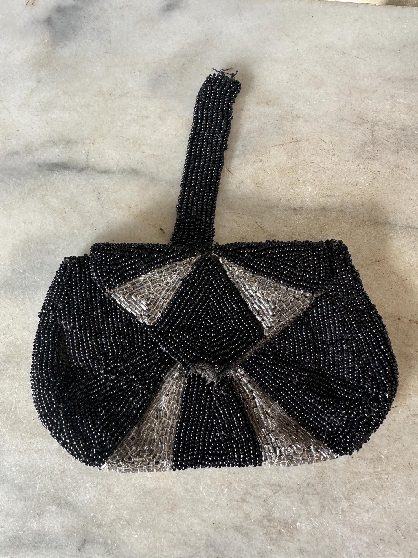 Set of Two Vintage Black Beaded Small Purses | Made In Belgium | Art Deco Style | Hand Beaded | PLEASE READ DESCRIPTION