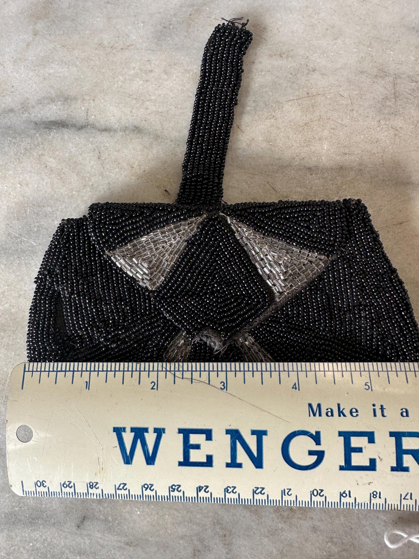Set of Two Vintage Black Beaded Small Purses | Made In Belgium | Art Deco Style | Hand Beaded | PLEASE READ DESCRIPTION