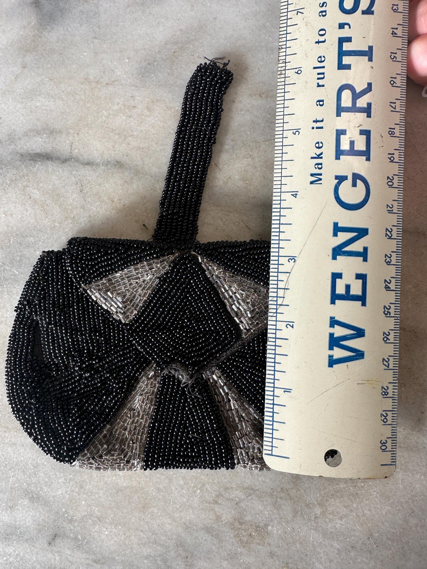 Set of Two Vintage Black Beaded Small Purses | Made In Belgium | Art Deco Style | Hand Beaded | PLEASE READ DESCRIPTION