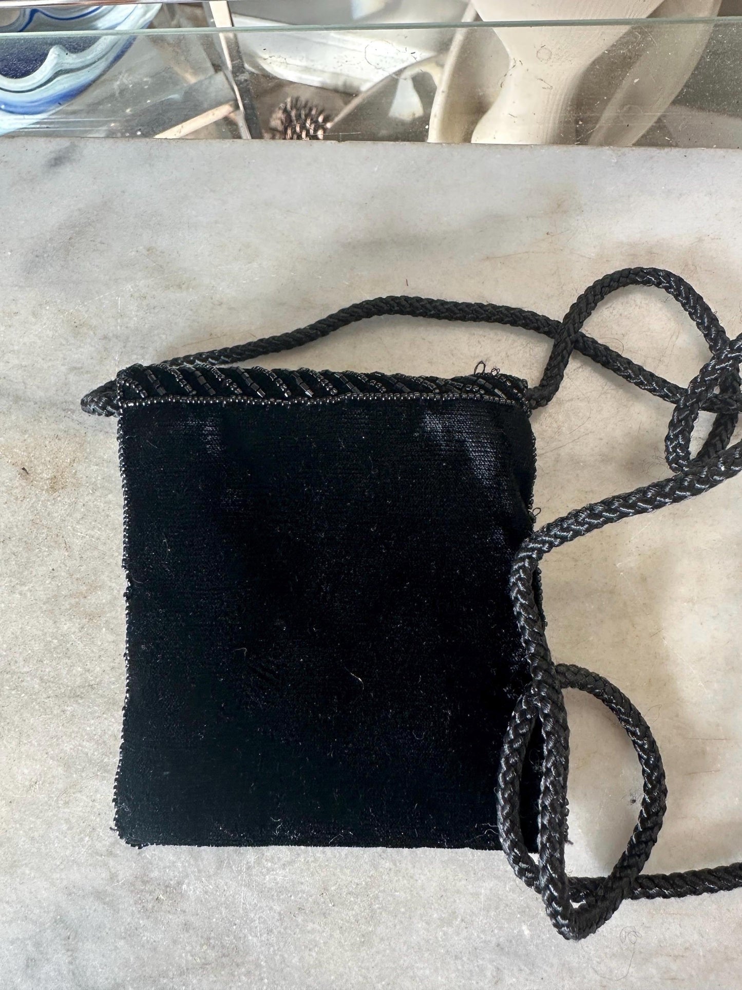Set of Two Vintage Black Beaded Small Purses | Made In Belgium | Art Deco Style | Hand Beaded | PLEASE READ DESCRIPTION