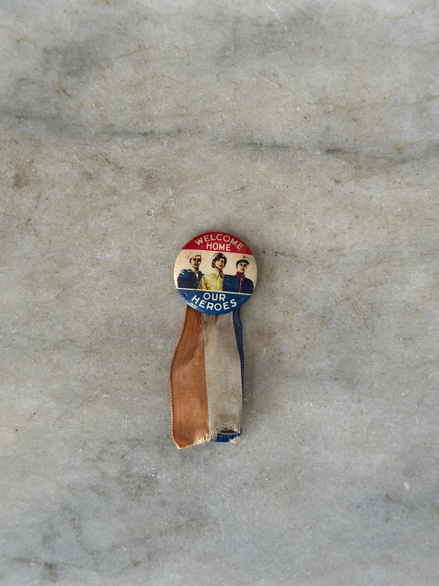 Vintage WW2 Welcome Home Our Heroes Pin | World War 2 Pinback with Ribbon