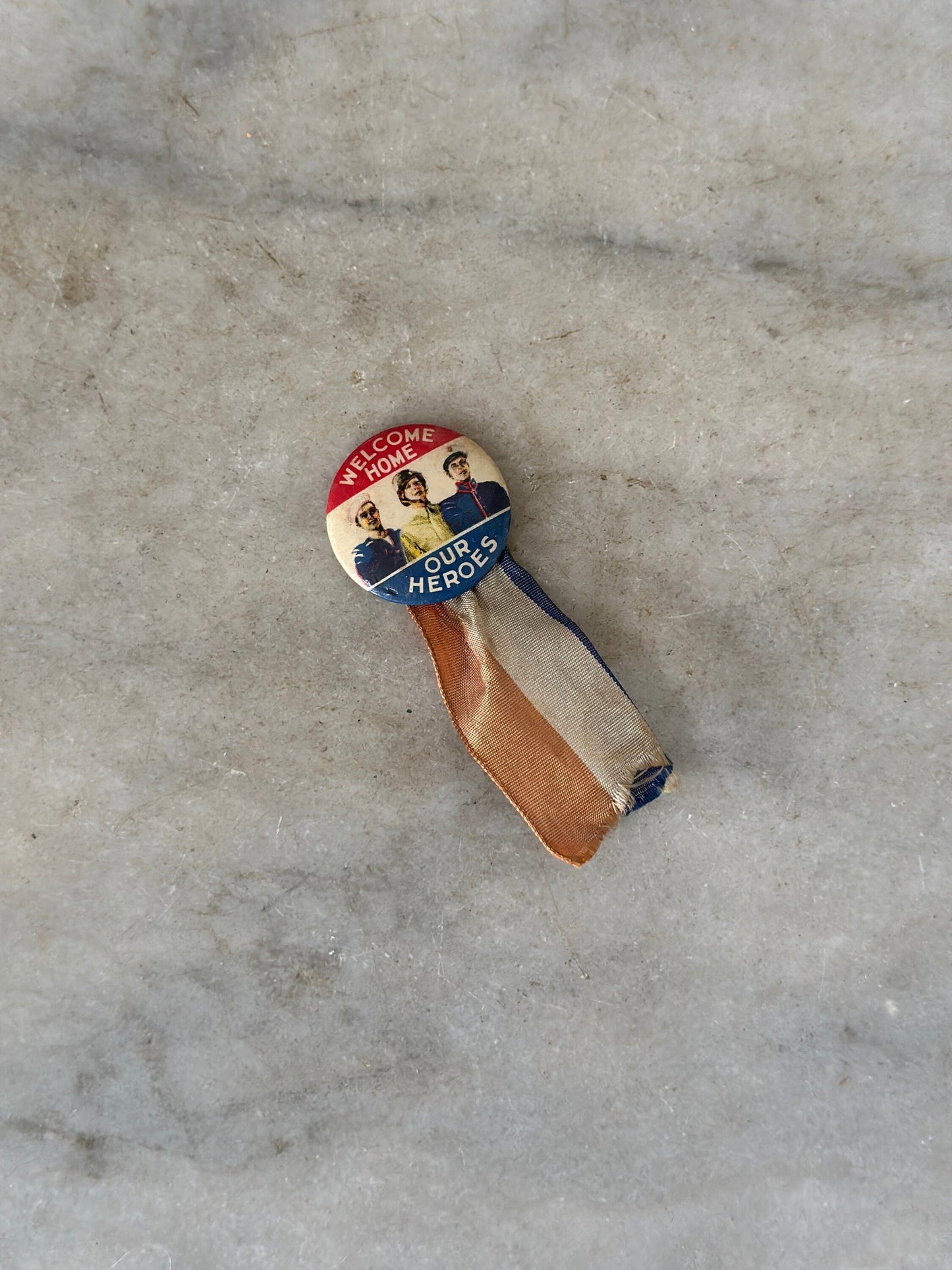 Vintage WW2 Welcome Home Our Heroes Pin | World War 2 Pinback with Ribbon