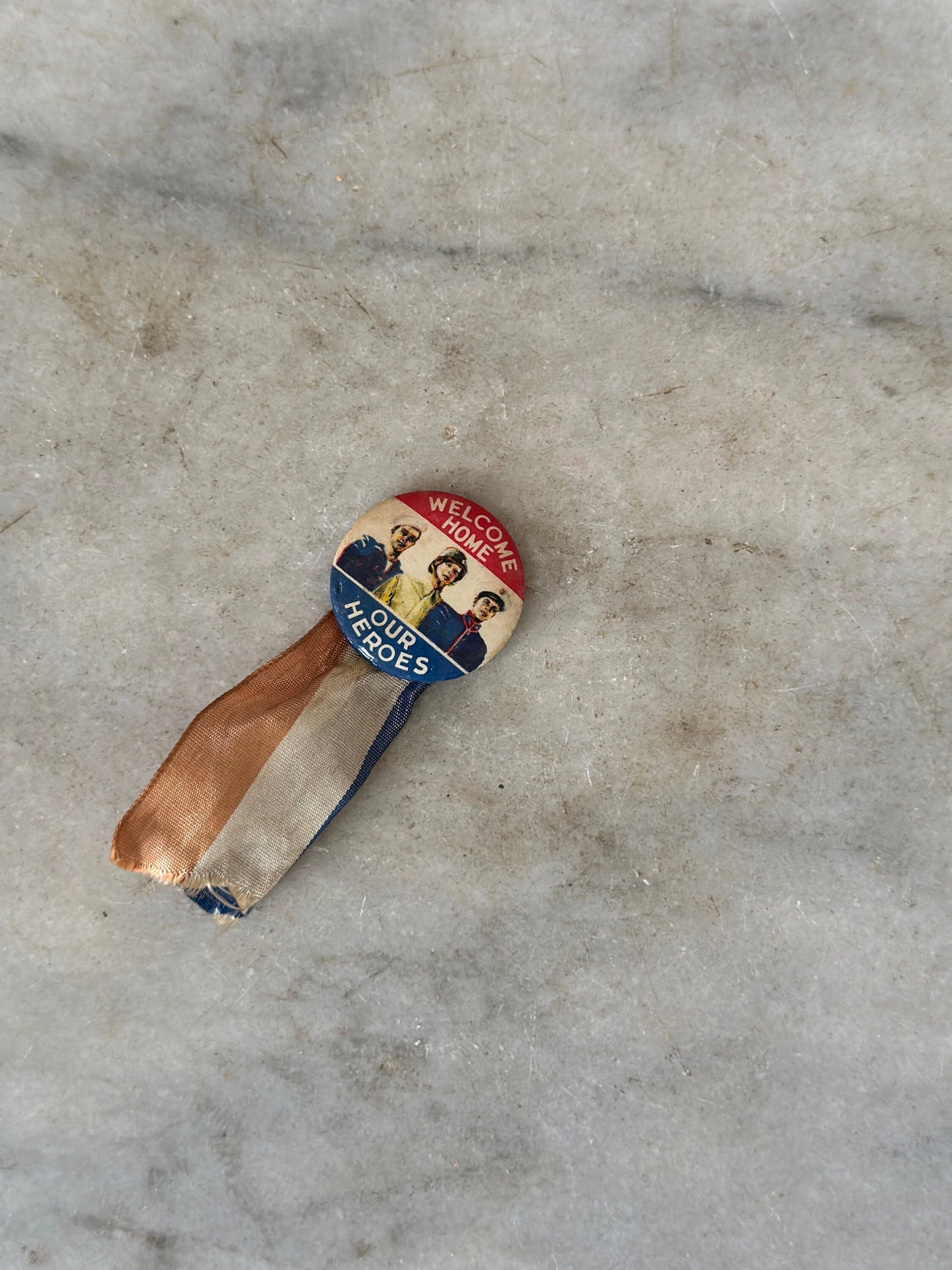 Vintage WW2 Welcome Home Our Heroes Pin | World War 2 Pinback with Ribbon