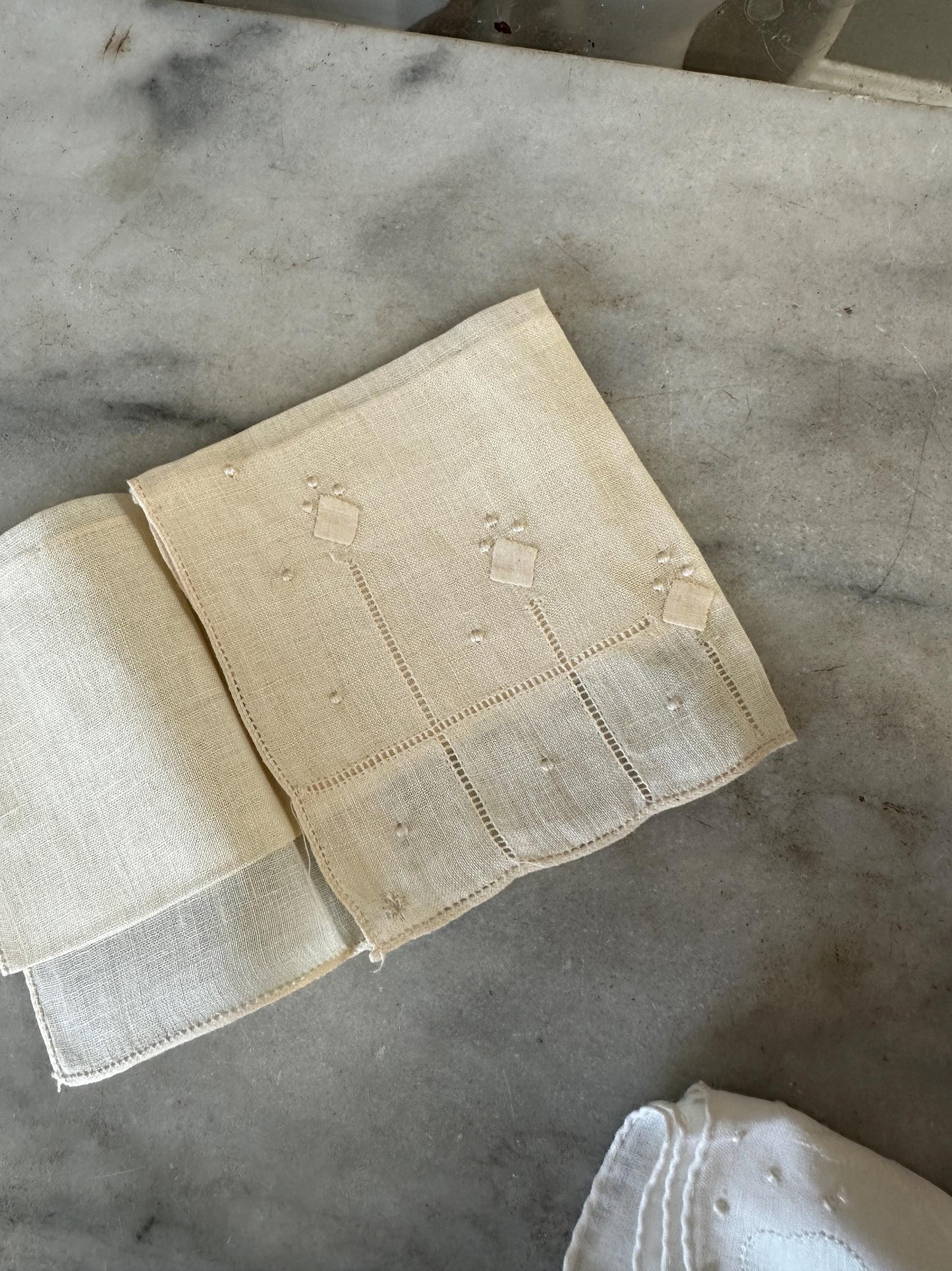 5 Vintage Shabby Chic embroidered Hankies - Gorgeous Ivory and White and Christmas  Hankies - Vintage Bridal Wedding Hankie