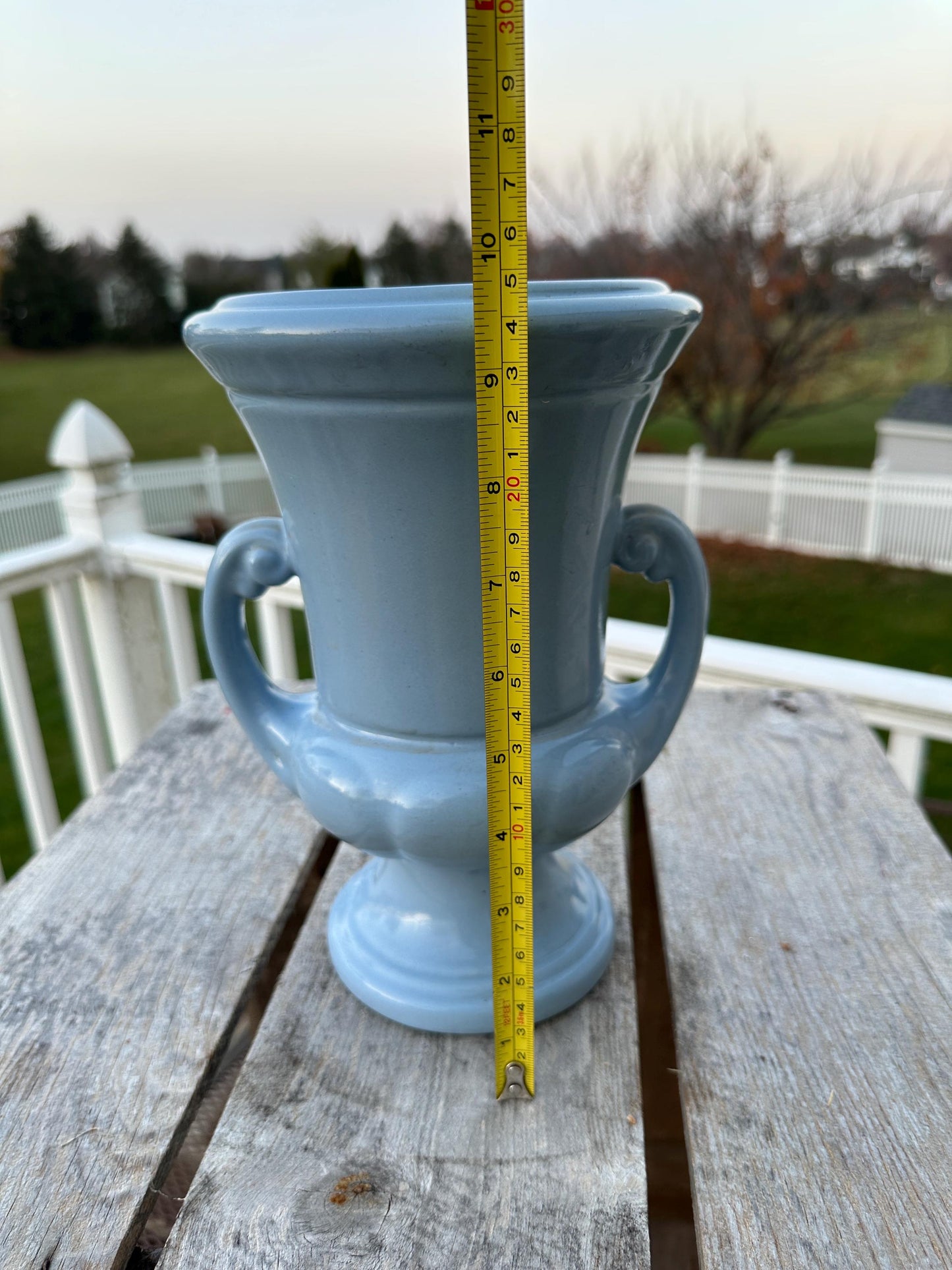 Abingdon Pottery Vase Planter Sky Blue Art Deco #101 9 1/2" Tall