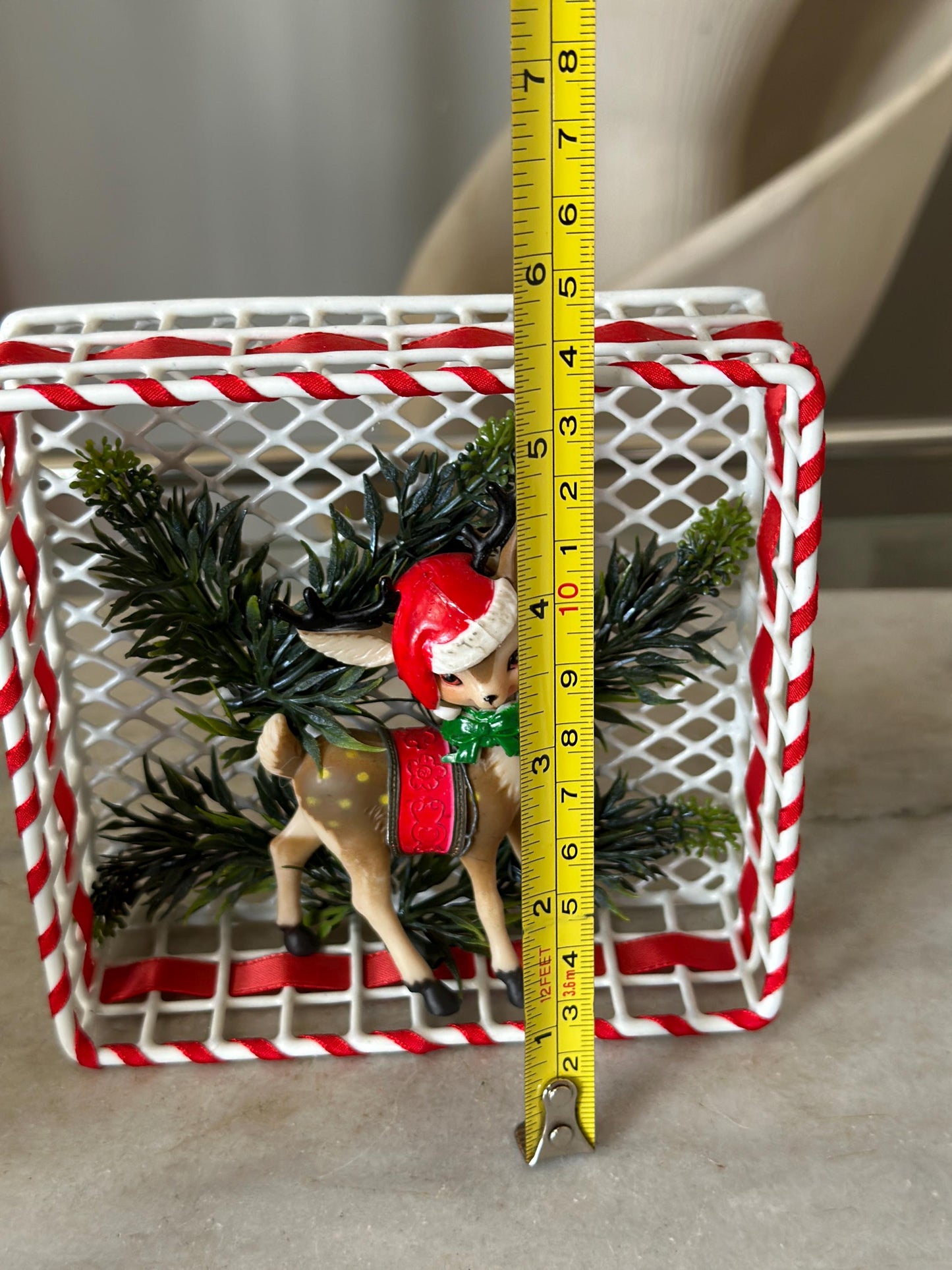 Vintage Kitschy Deer in Metal Mesh Box