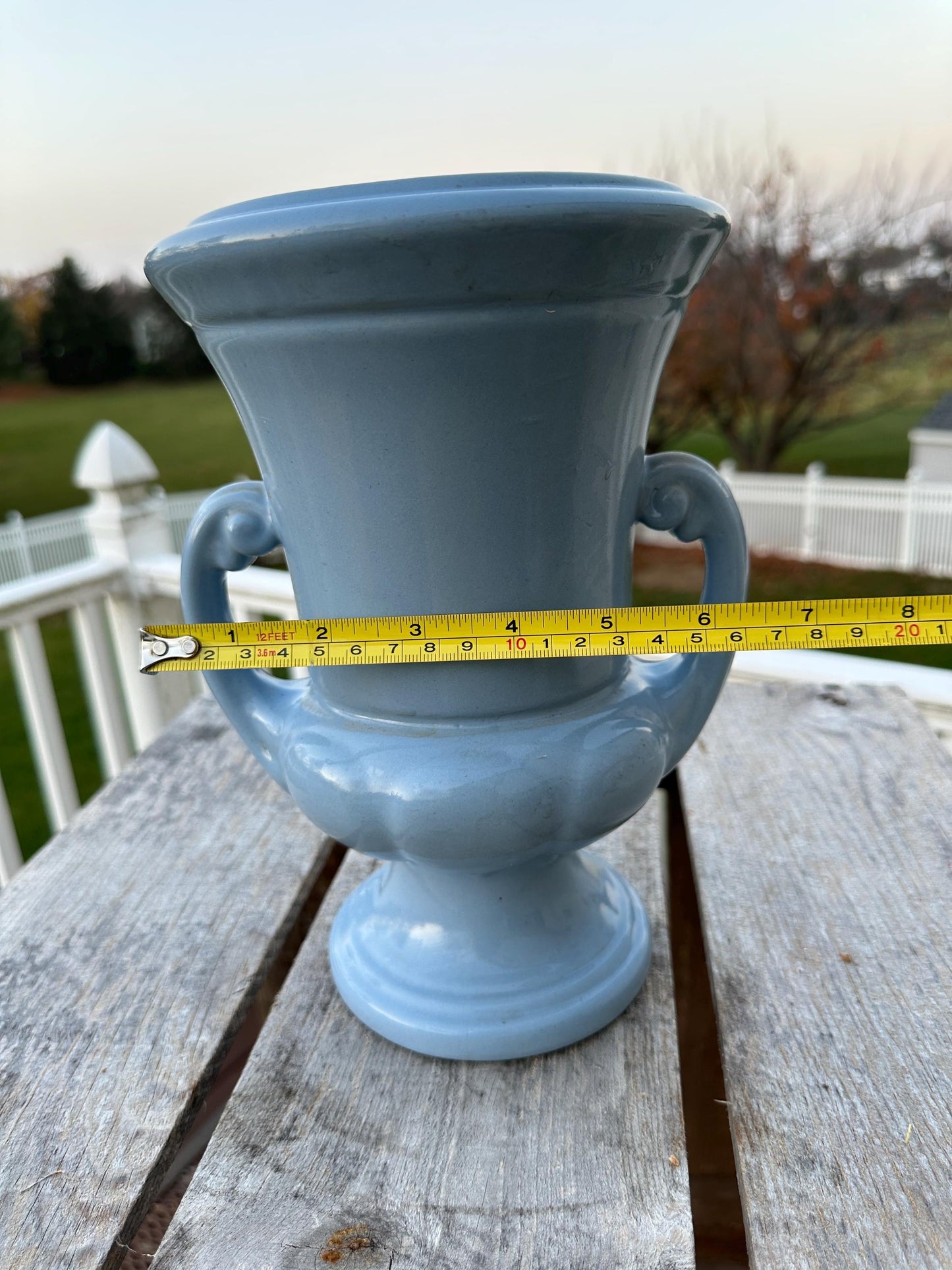 Abingdon Pottery Vase Planter Sky Blue Art Deco #101 9 1/2" Tall