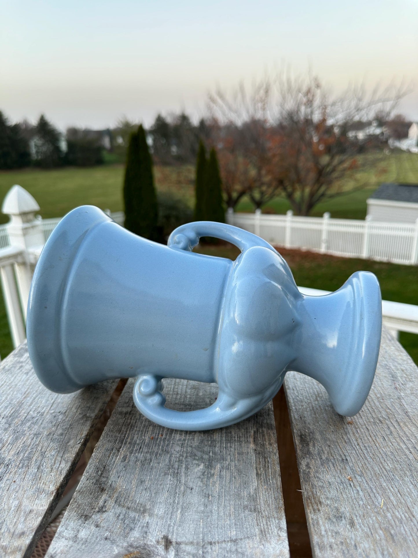 Abingdon Pottery Vase Planter Sky Blue Art Deco #101 9 1/2" Tall
