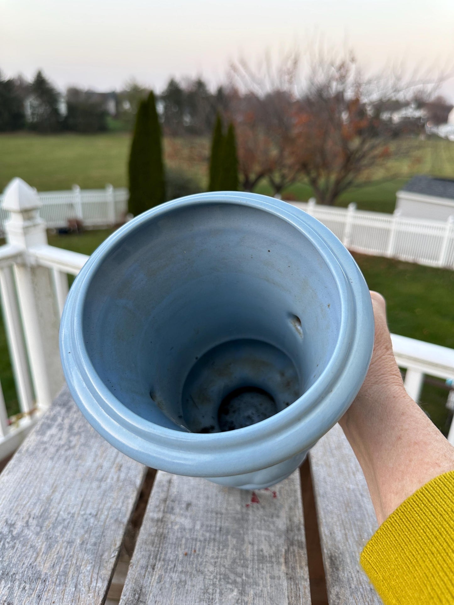 Abingdon Pottery Vase Planter Sky Blue Art Deco #101 9 1/2" Tall