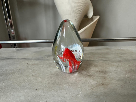 Vintage Glass Flower Design Paperweight, Clear Glass with Orange and White  Flower, Guaranteed Irish, Handmade, Office Decor, Irish