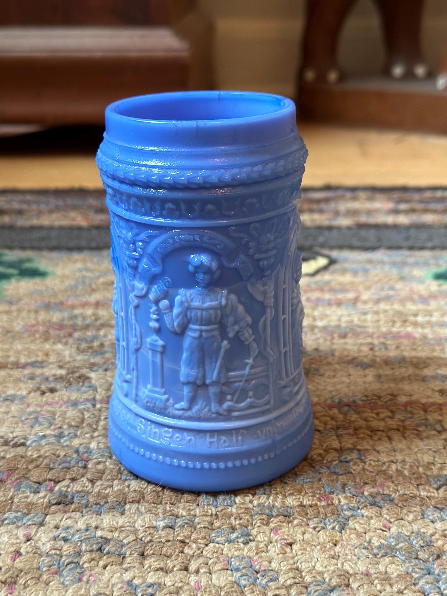 Antique Westmoreland Greentown - Serenade Blue Milk Glass 4 3/4" Stein Mug