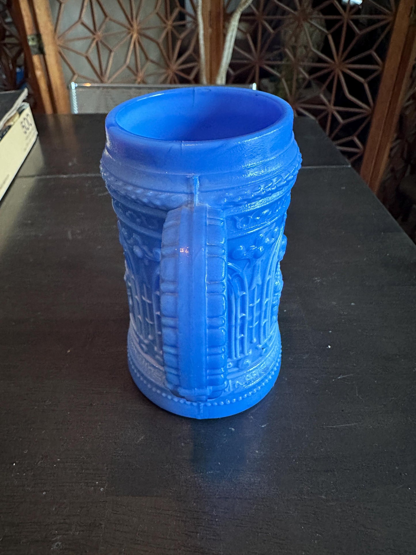 Antique Westmoreland Greentown - Serenade Blue Milk Glass 4 3/4" Stein Mug