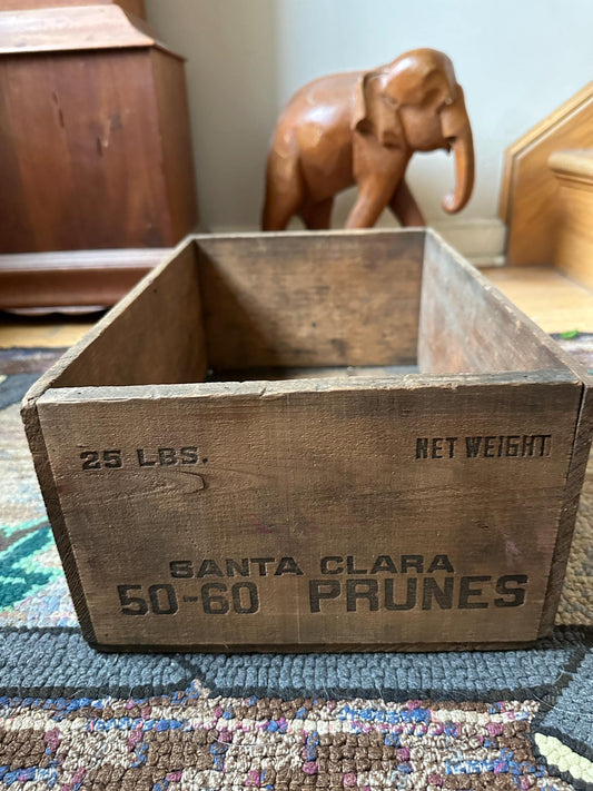 Early Vintage Advertising Wooden Box Crate Santa Clara Prunes