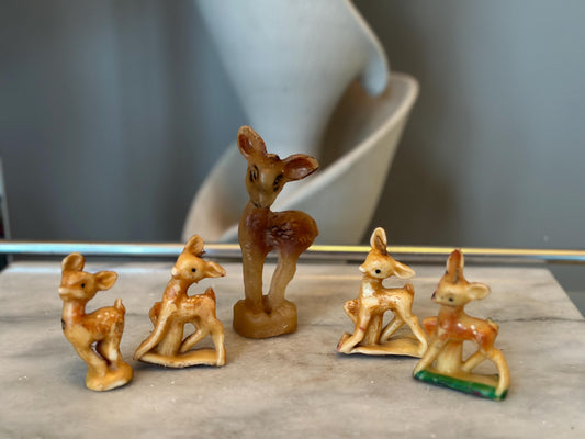 Vintage 1950s Gurley Deer Candles, Kitschmas,  Set of Five (5)