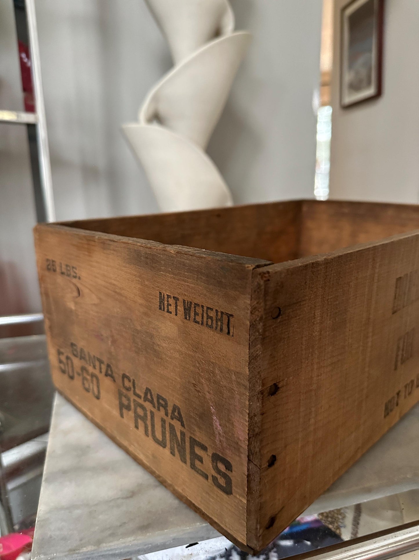 Early Vintage Advertising Wooden Box Crate Santa Clara Prunes