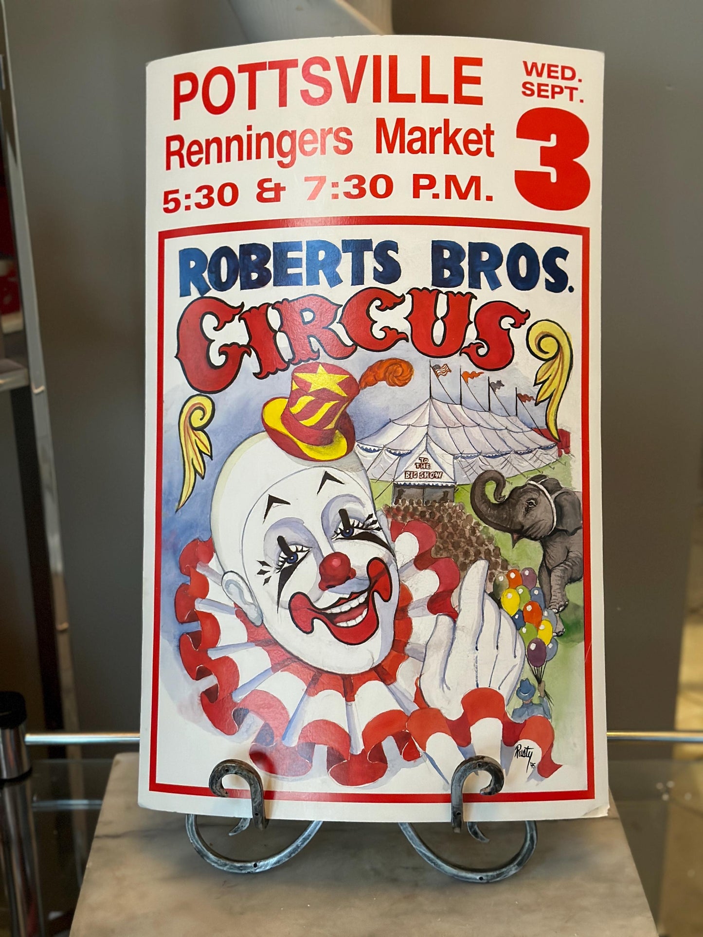 Vtg ROBERTS Bros CIRCUS Poster 1990s Pottsville,PA 14” X 22”