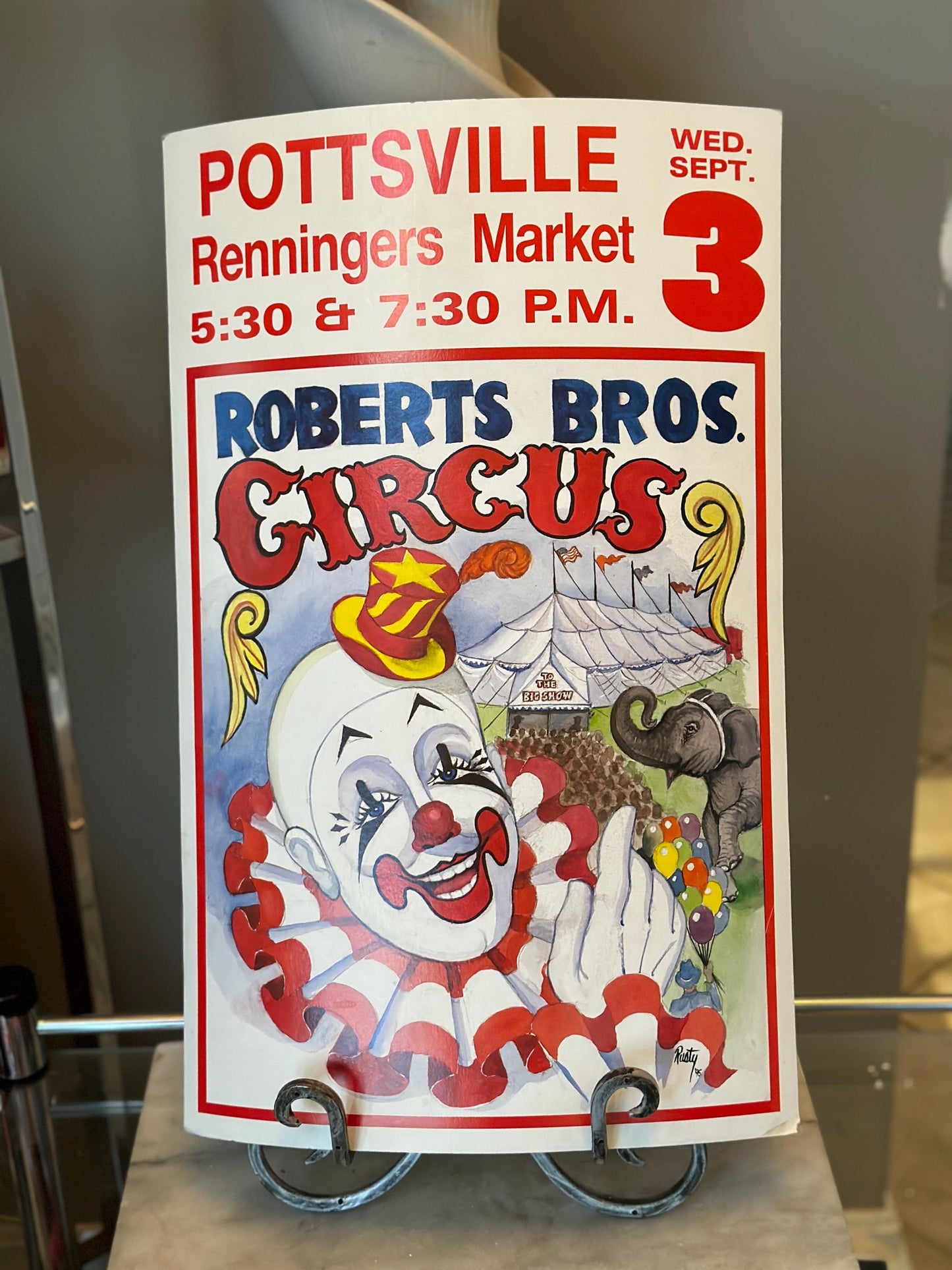 Vtg ROBERTS Bros CIRCUS Poster 1990s Pottsville,PA 14” X 22”