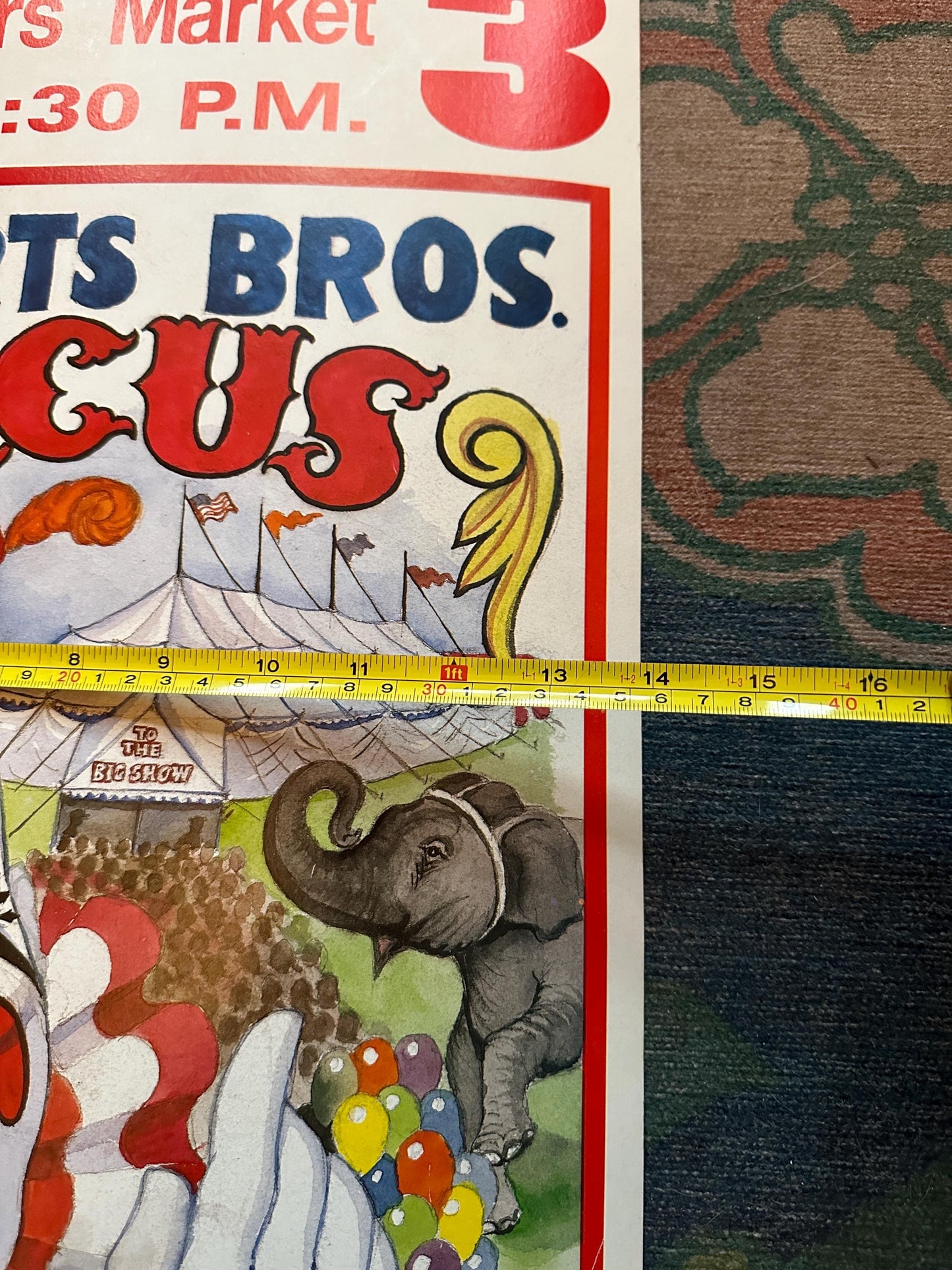 Vtg ROBERTS Bros CIRCUS Poster 1990s Pottsville,PA 14” X 22”