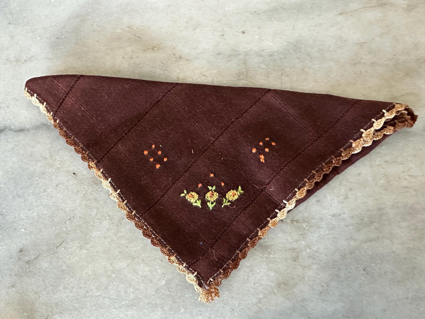 6 Vintage Shabby Chic Variety of Hankies -  Flowers in Ivory, Tan, Brown and Yellow Floral  and Crocheted  Hankies - Vintage Hankies