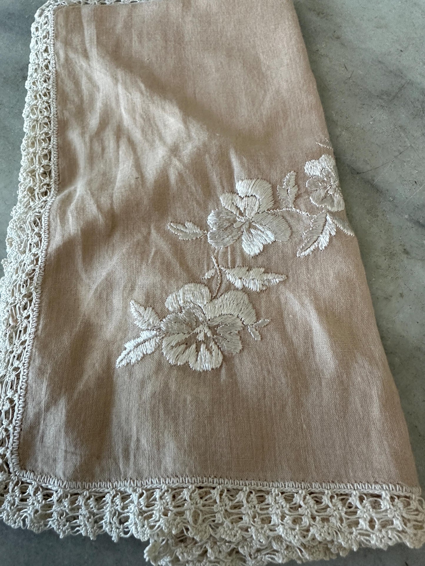 6 Vintage Shabby Chic Variety of Hankies -  Flowers in Ivory, Tan, Brown and Yellow Floral  and Crocheted  Hankies - Vintage Hankies