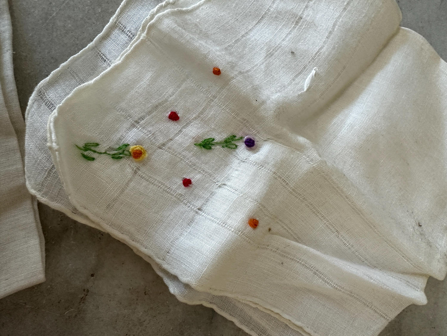6 Vintage Shabby Chic Variety of Hankies -  Flowers in Ivory, Tan, Brown and Yellow Floral  and Crocheted  Hankies - Vintage Hankies