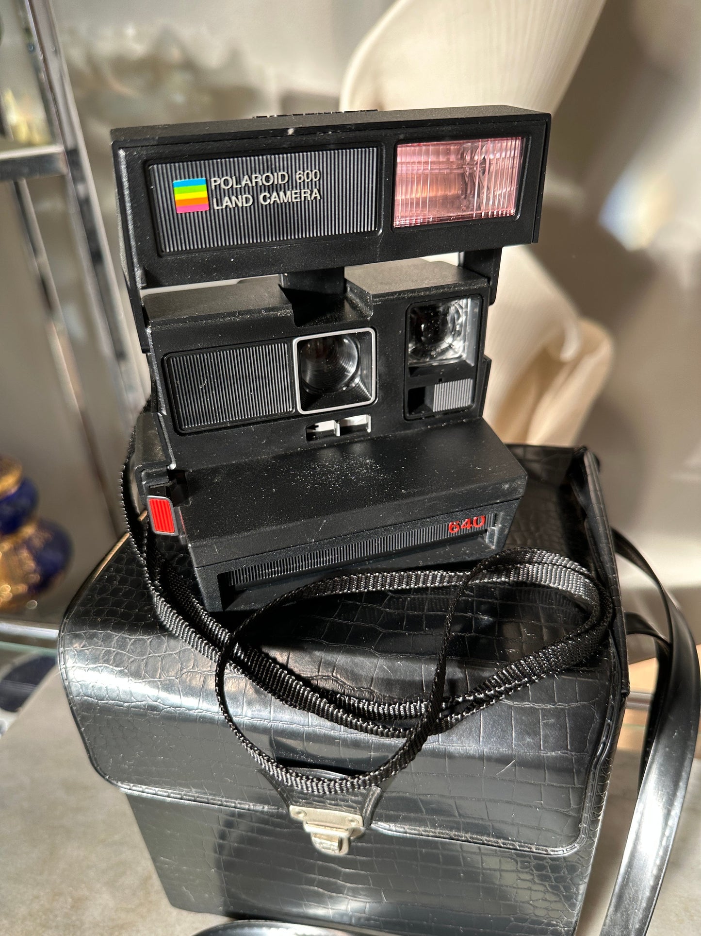 Polaroid 640 Land Camera | Polaroid Rainbow | Square Instant Camera with Faux Crock Case and Instruction Books