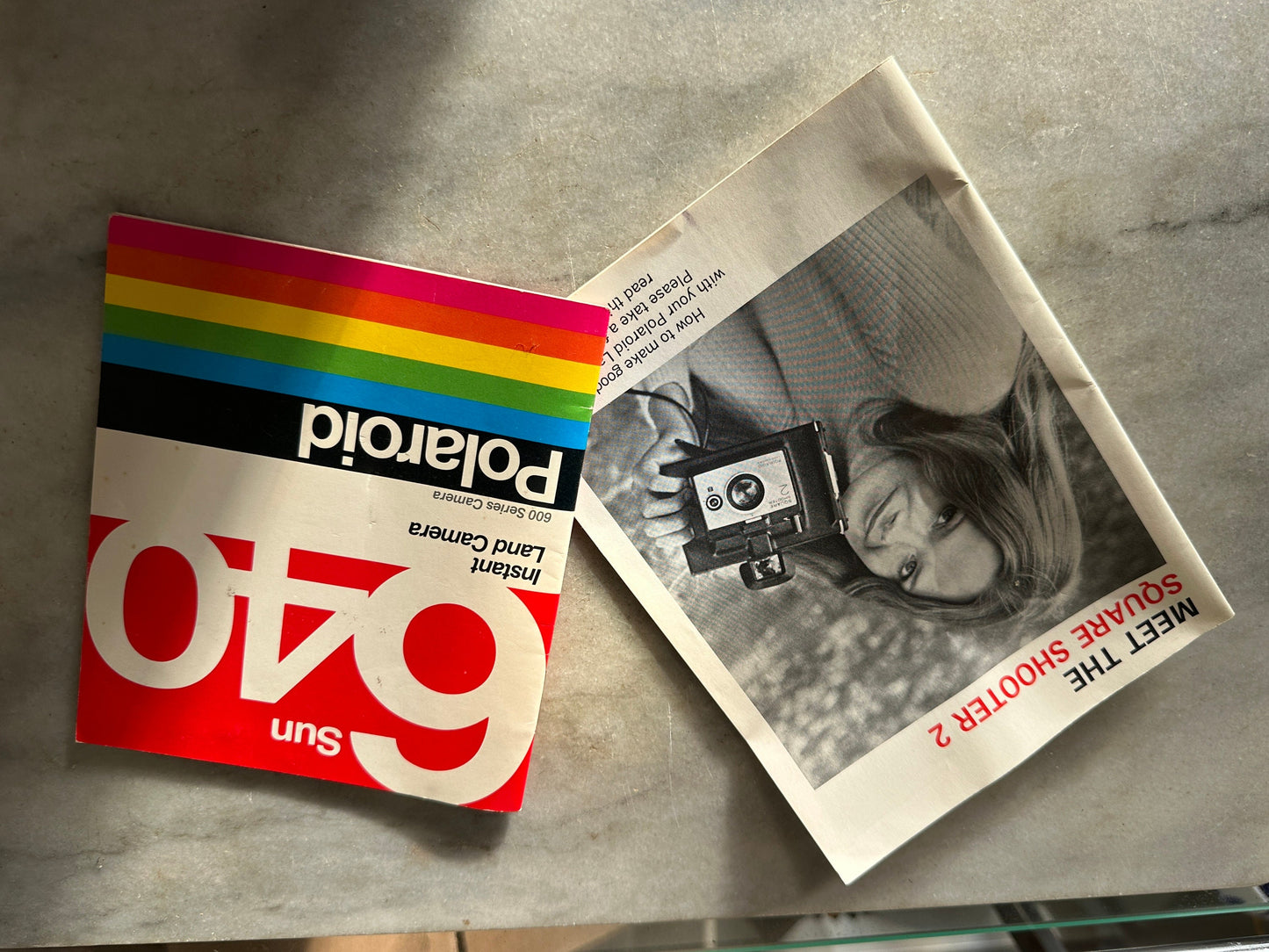 Polaroid 640 Land Camera | Polaroid Rainbow | Square Instant Camera with Faux Crock Case and Instruction Books