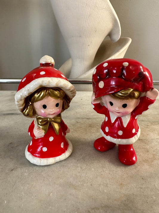 Vintage Inarco Japan Polka Dot Kids | Boy & Girl | Kitschy Christmas