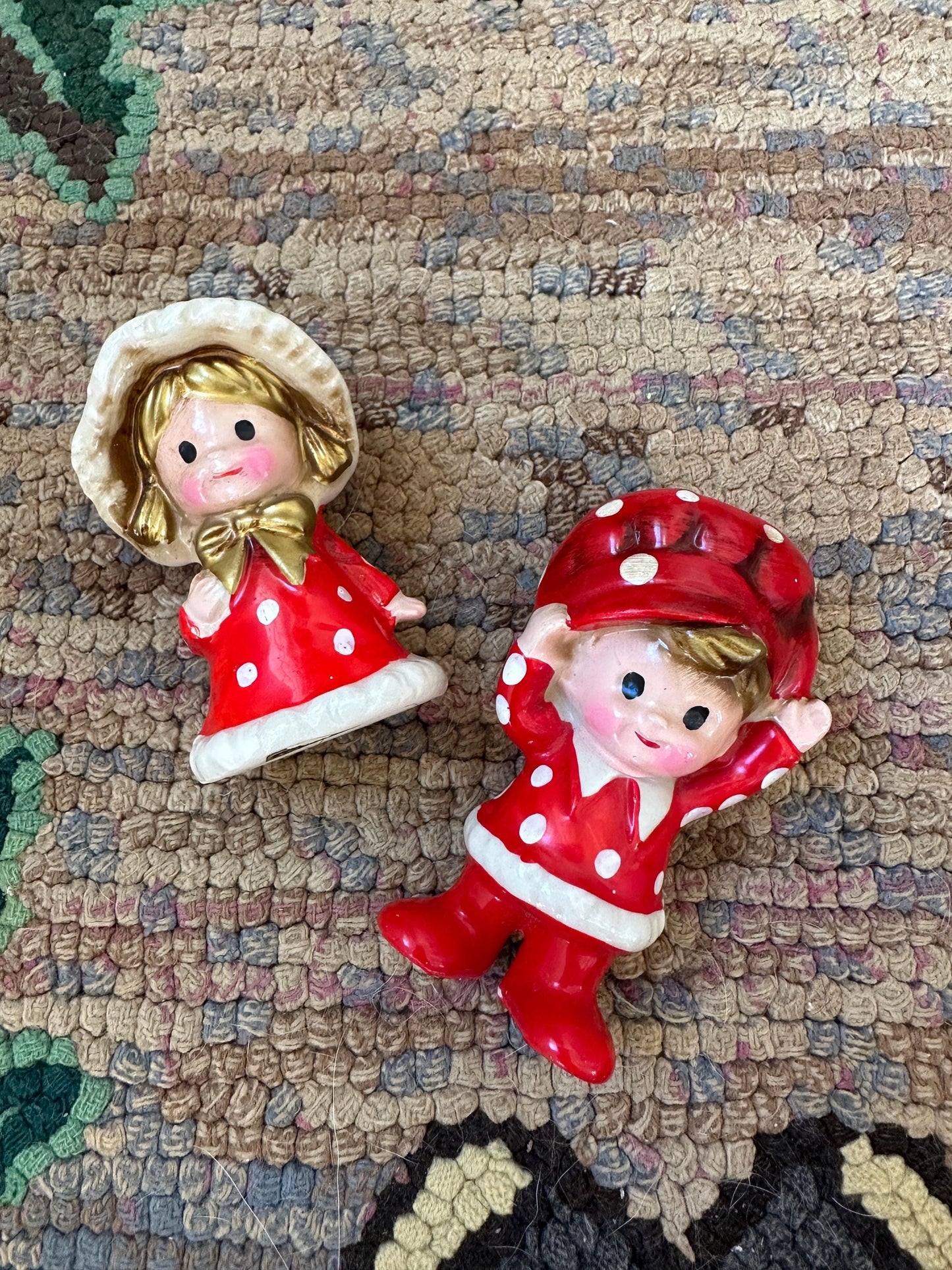 Vintage Inarco Japan Polka Dot Kids | Boy & Girl | Kitschy Christmas