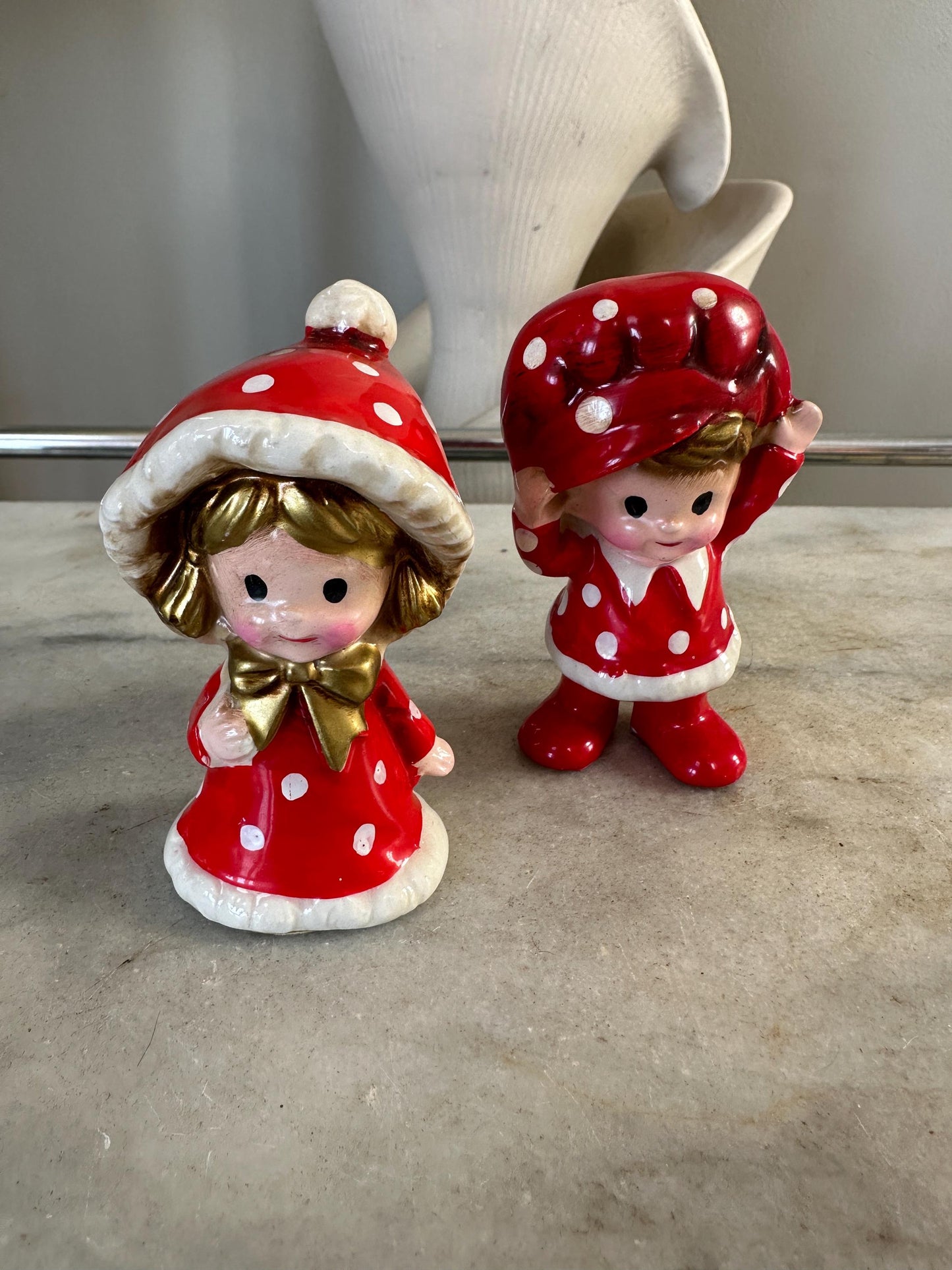 Vintage Inarco Japan Polka Dot Kids | Boy & Girl | Kitschy Christmas