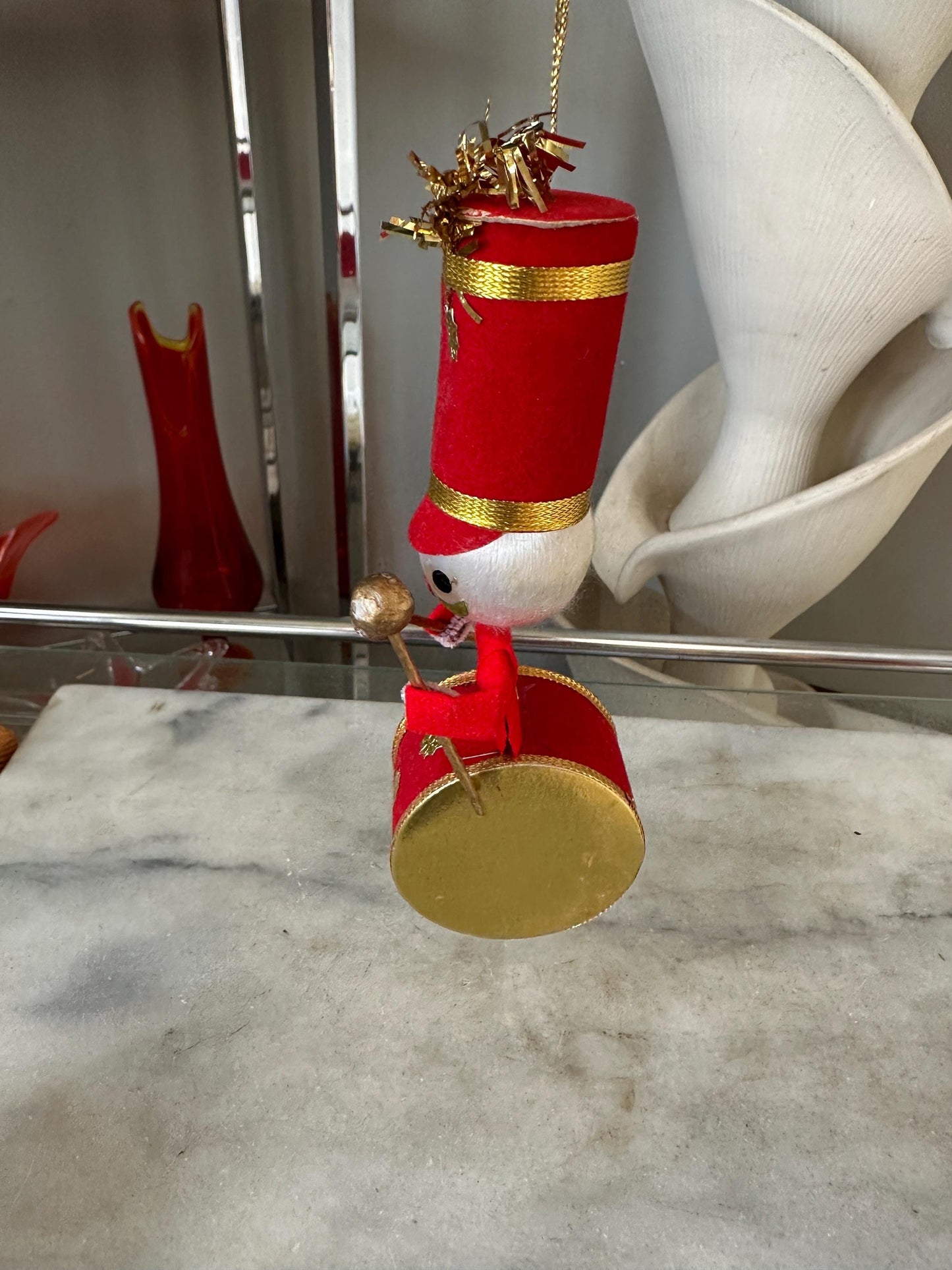 Vtg MCM Toy Soldier Band 6” Drum Boy Christmas Ornament JAPAN | Kischy Marching Band Drummer Ornament