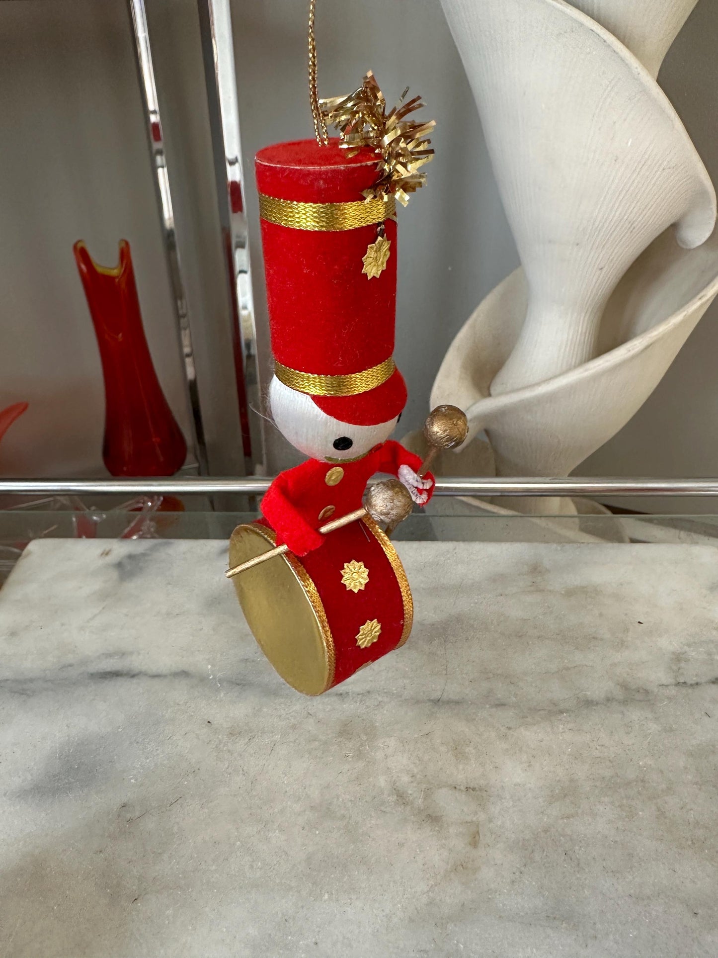 Vtg MCM Toy Soldier Band 6” Drum Boy Christmas Ornament JAPAN | Kischy Marching Band Drummer Ornament